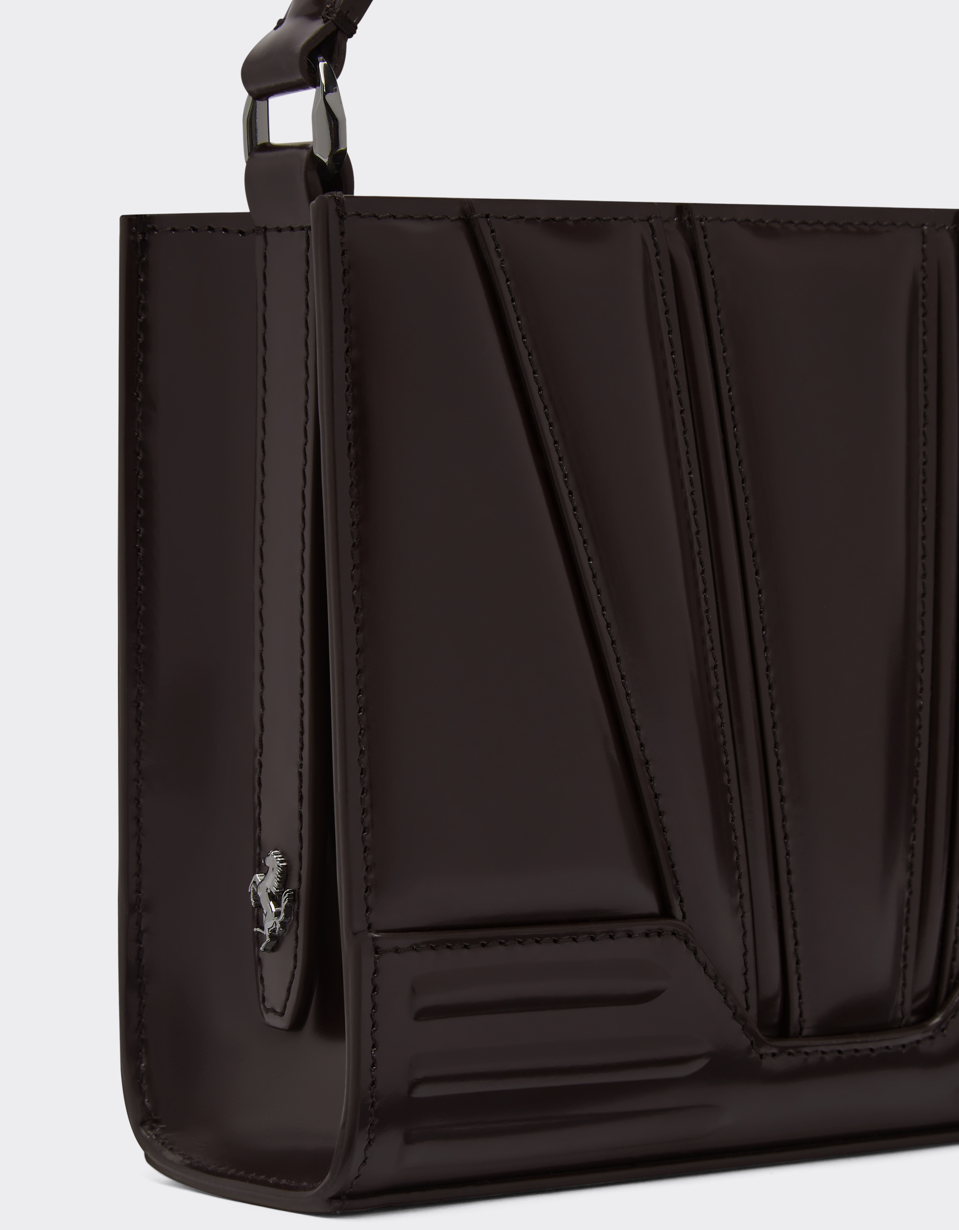 Ferrari Gt Micro Brushed Leather Tote Bag In Dark Brown