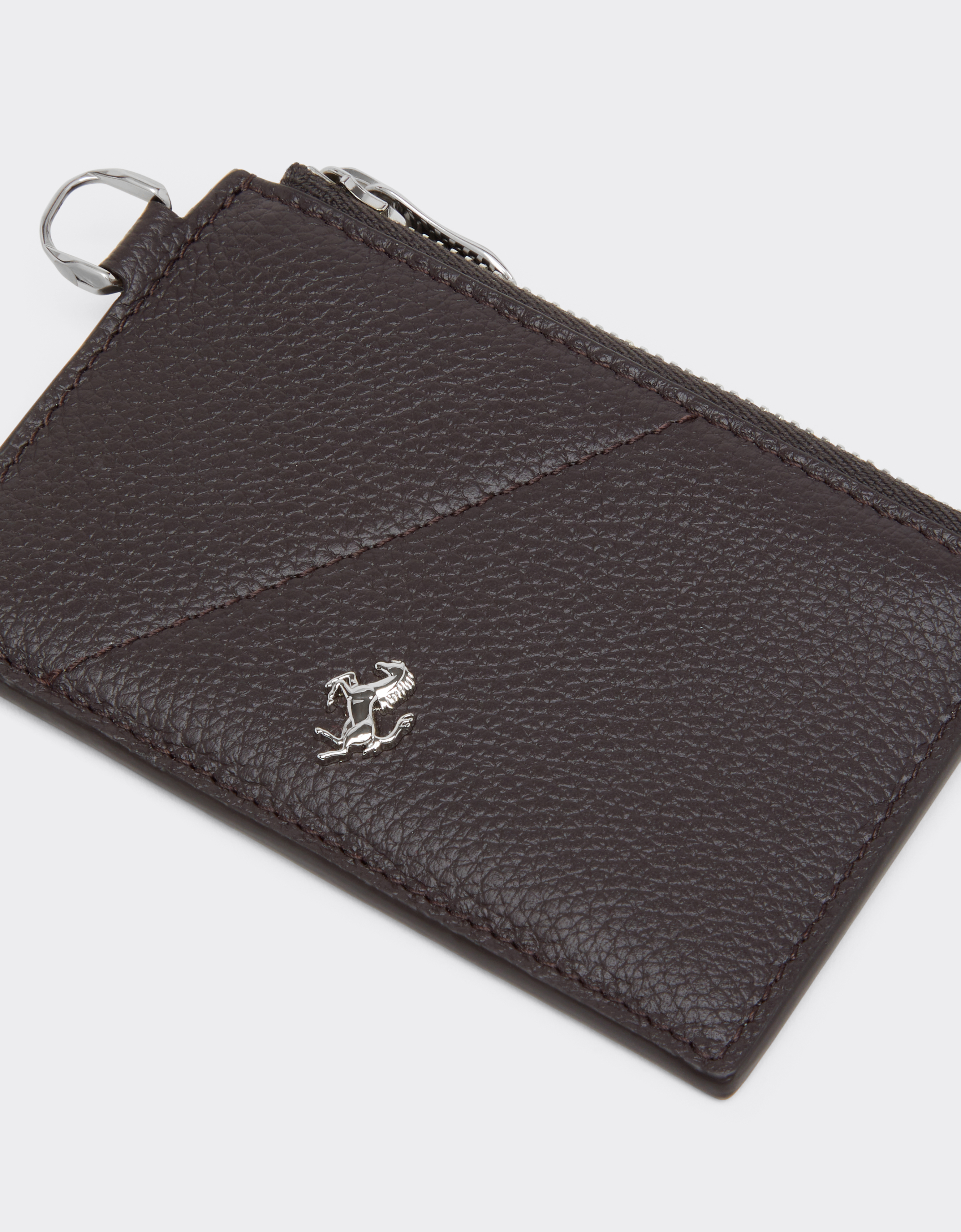  Ferrari Garnet Leather Card Holder - Male Wallets Dark Brown Os 