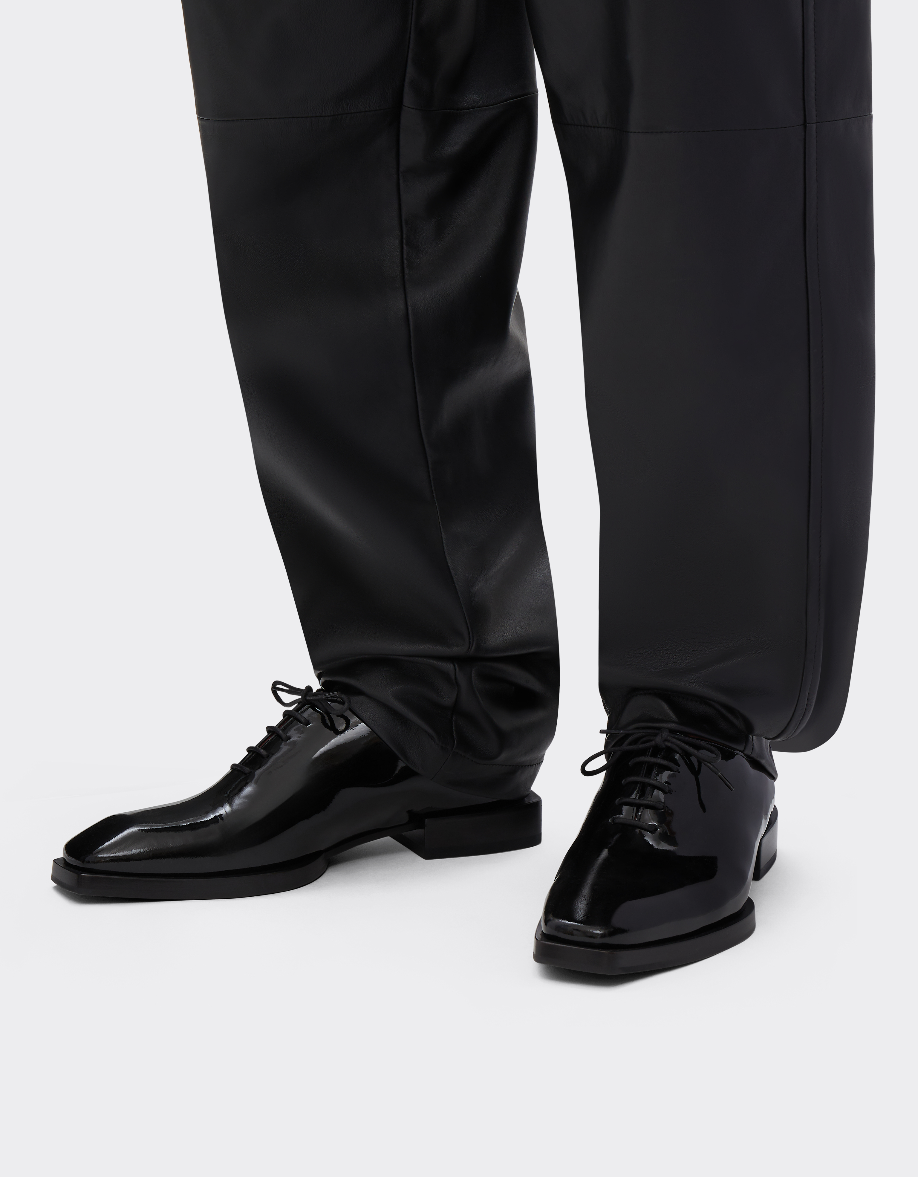 Ferrari Derby Shoe In Coated Leather In Black