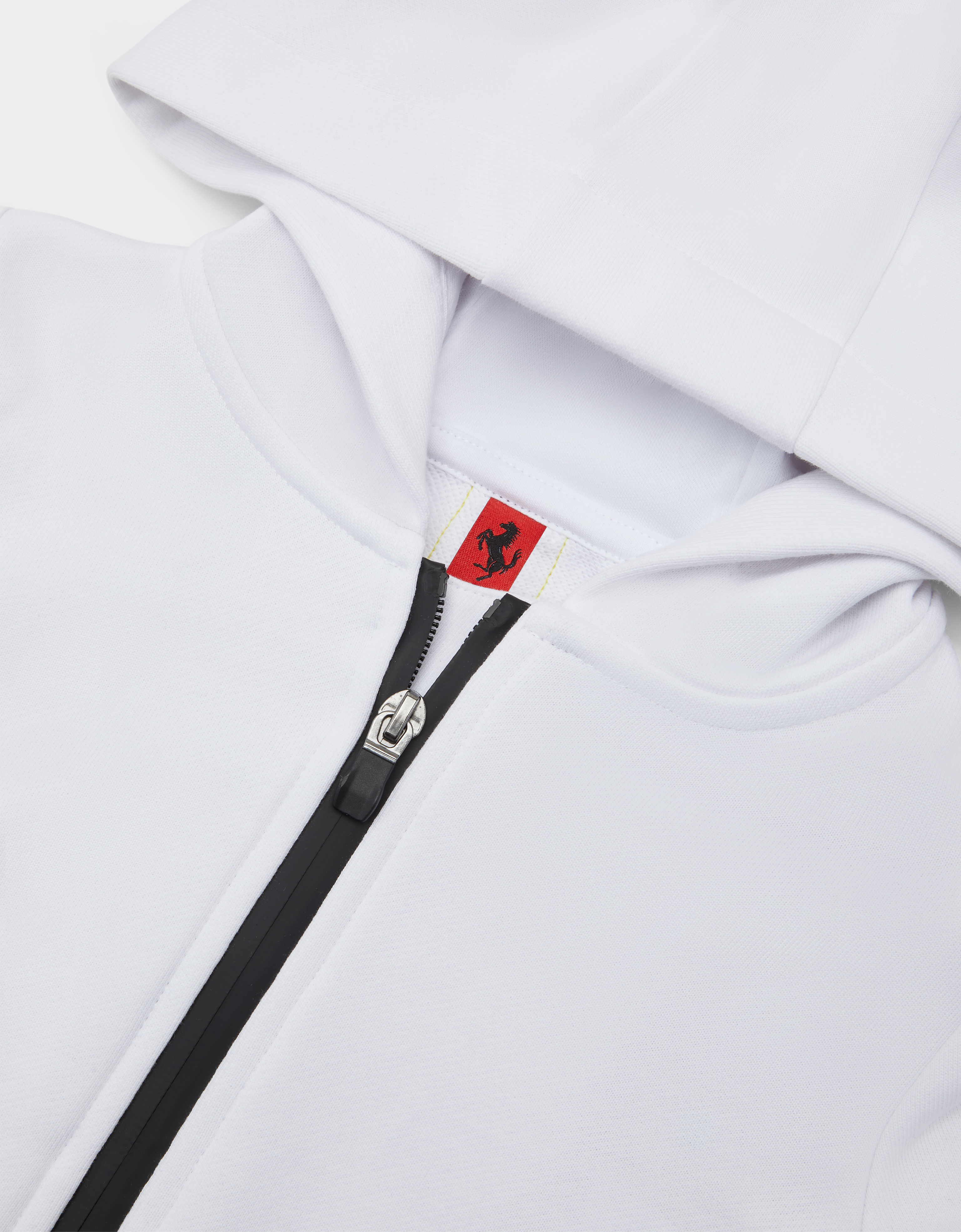 Ferrari French Terry Sweatshirt With Hood And Zip In Optical White
