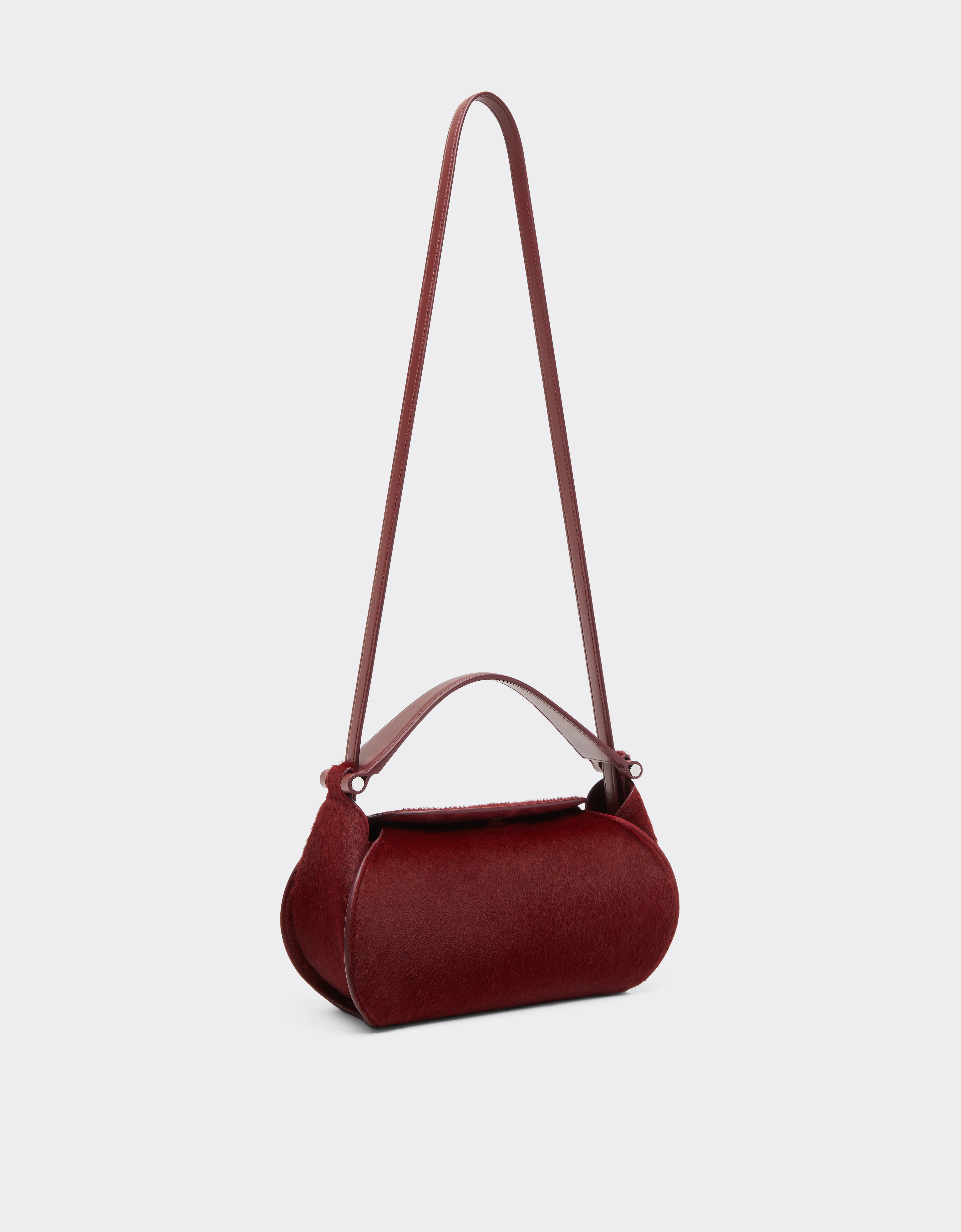 Ferrari La  Dino Top Handle Bag In Cowhide-effect Leather In Red