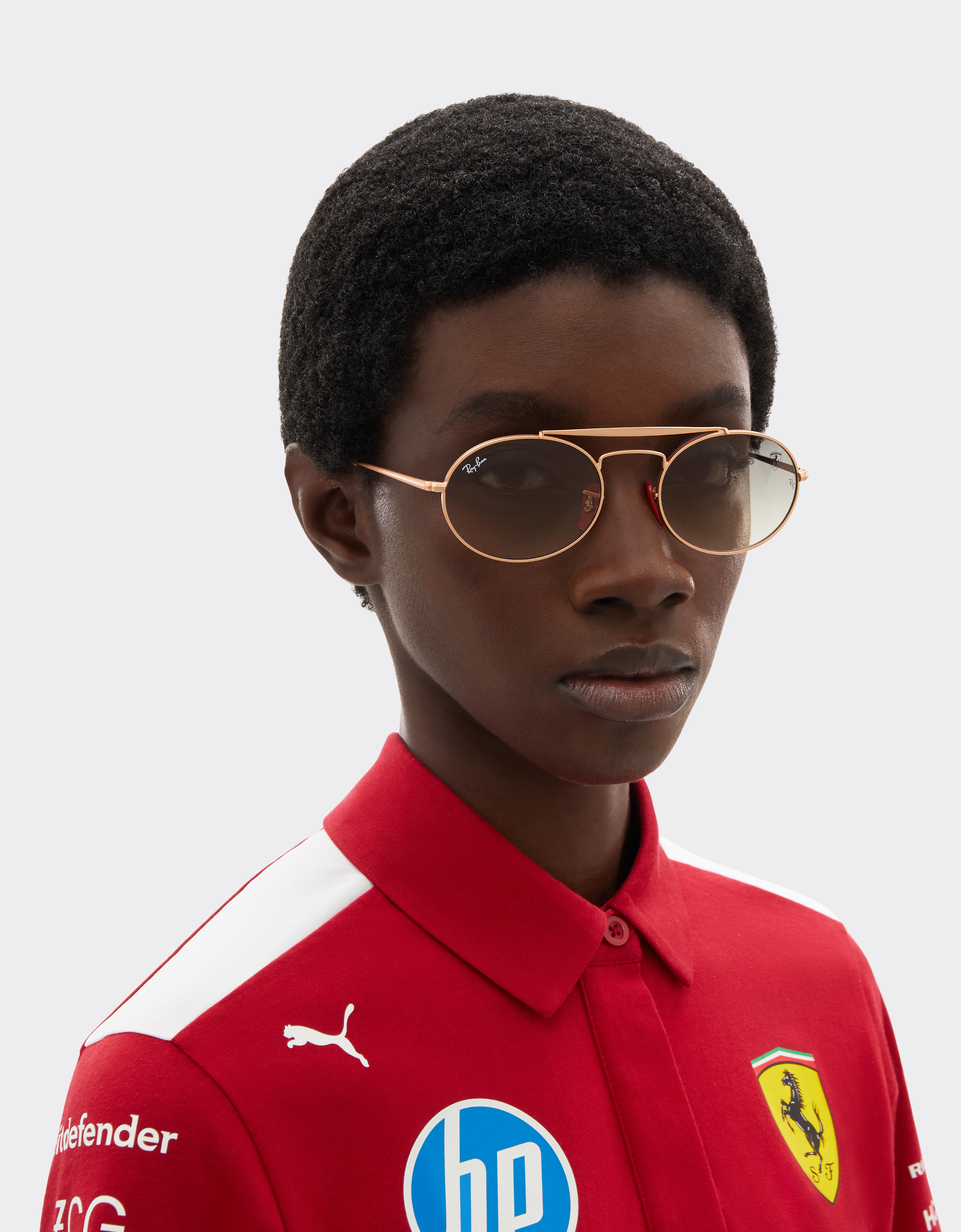 Ferrari Ray-ban For Scuderia  Rb3775m In Rose Gold Metal With Light Grey Gradient Lenses In Silver