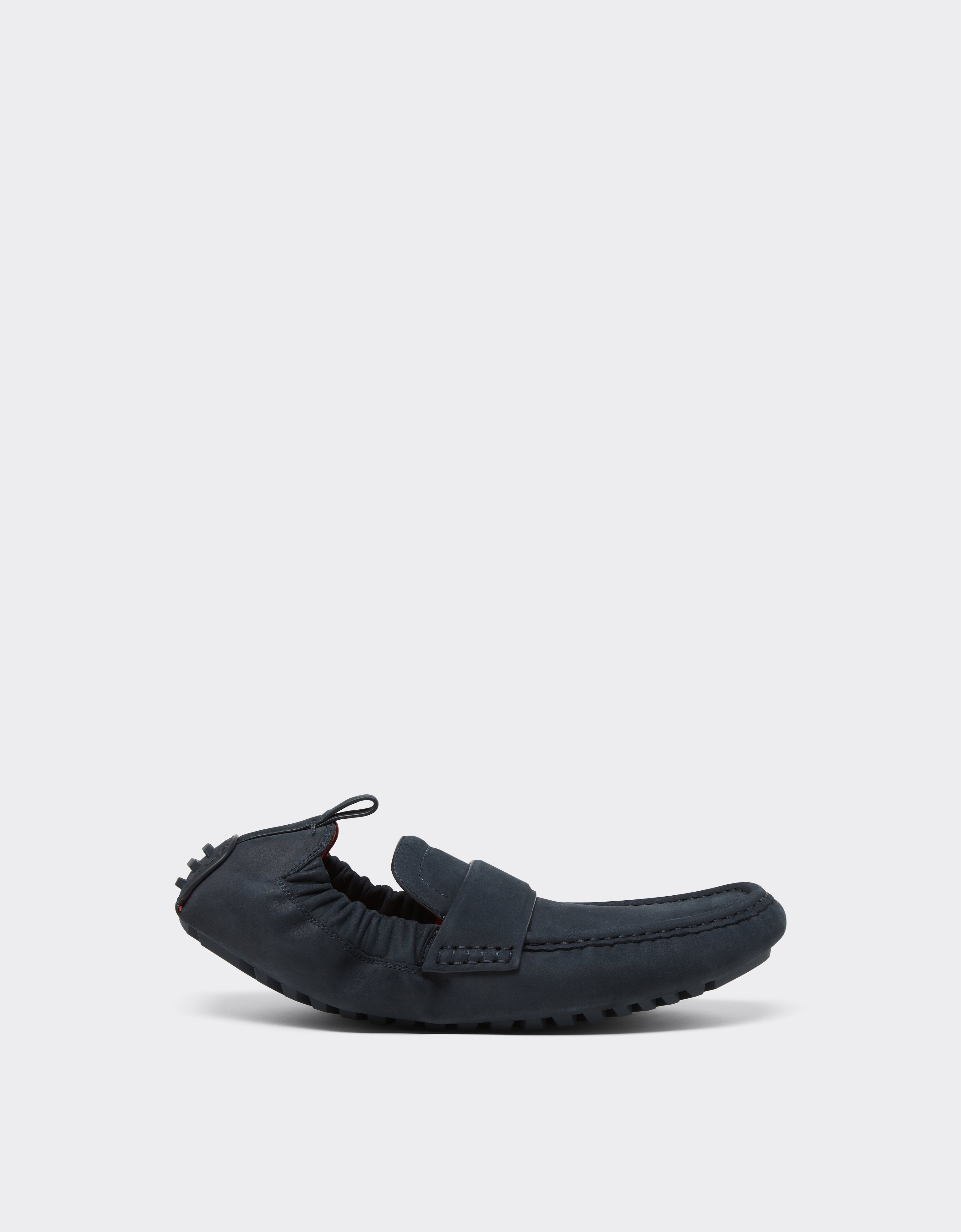 Ferrari Driver Loafers In Nubuck Leather In Navy