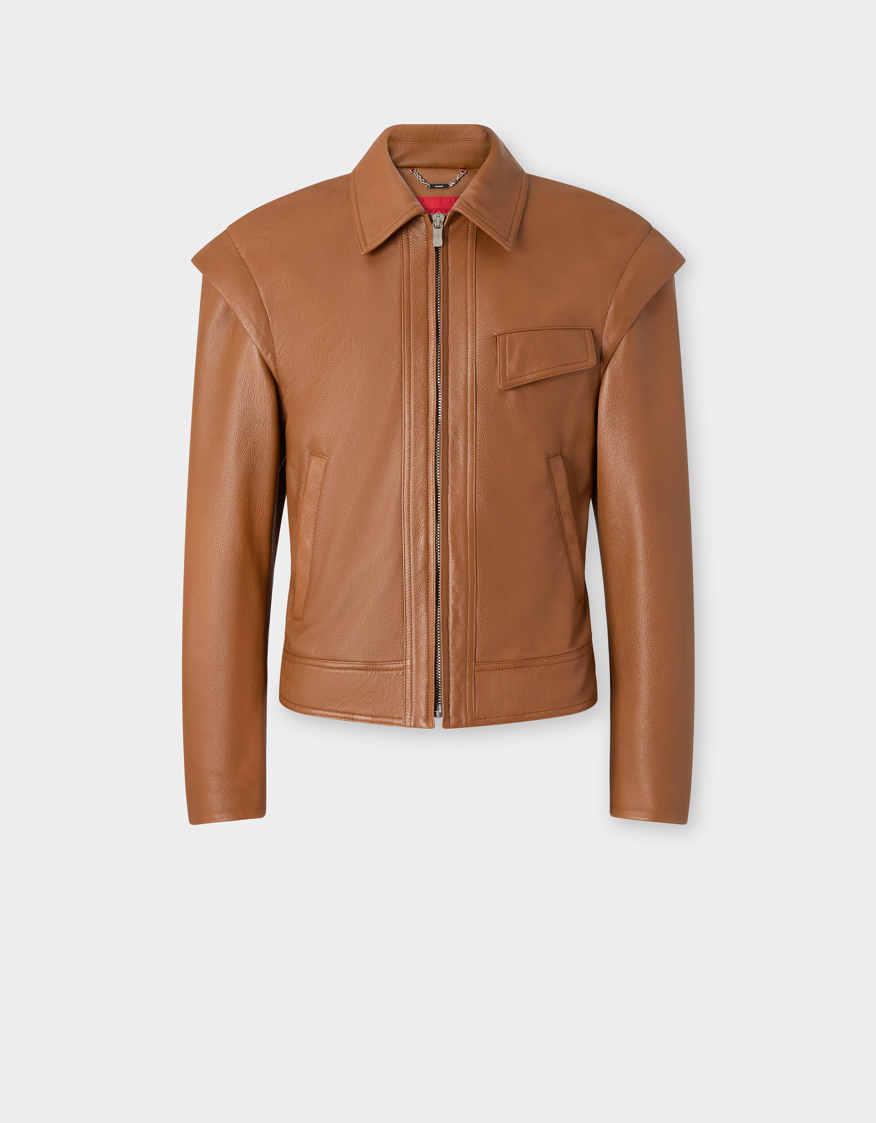 Ferrari Deer-effect Nappa Leather Blouson In Brown
