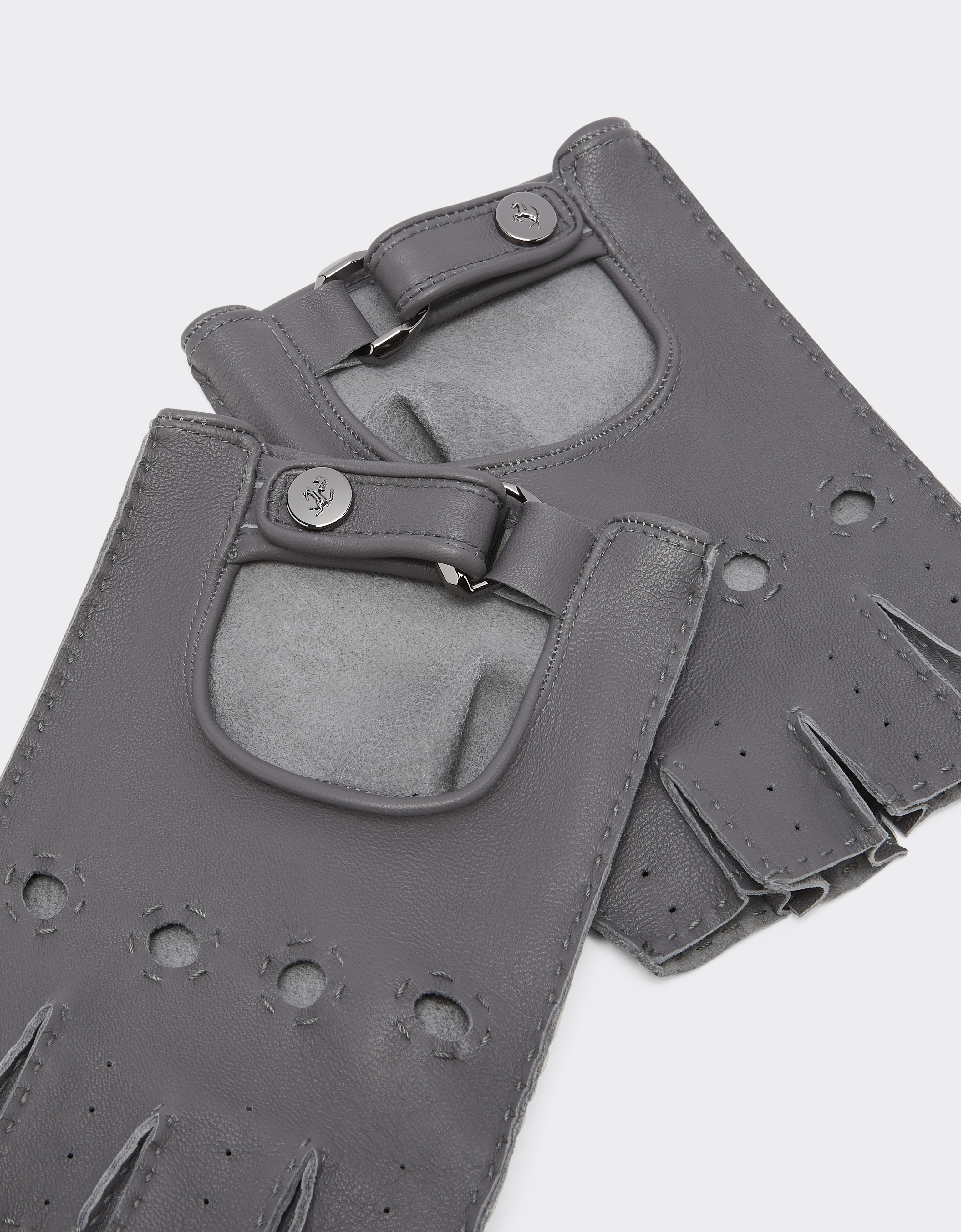 Shop Ferrari Miami Collection Fingerless Driver Gloves In Nappa Leather In Dark Grey