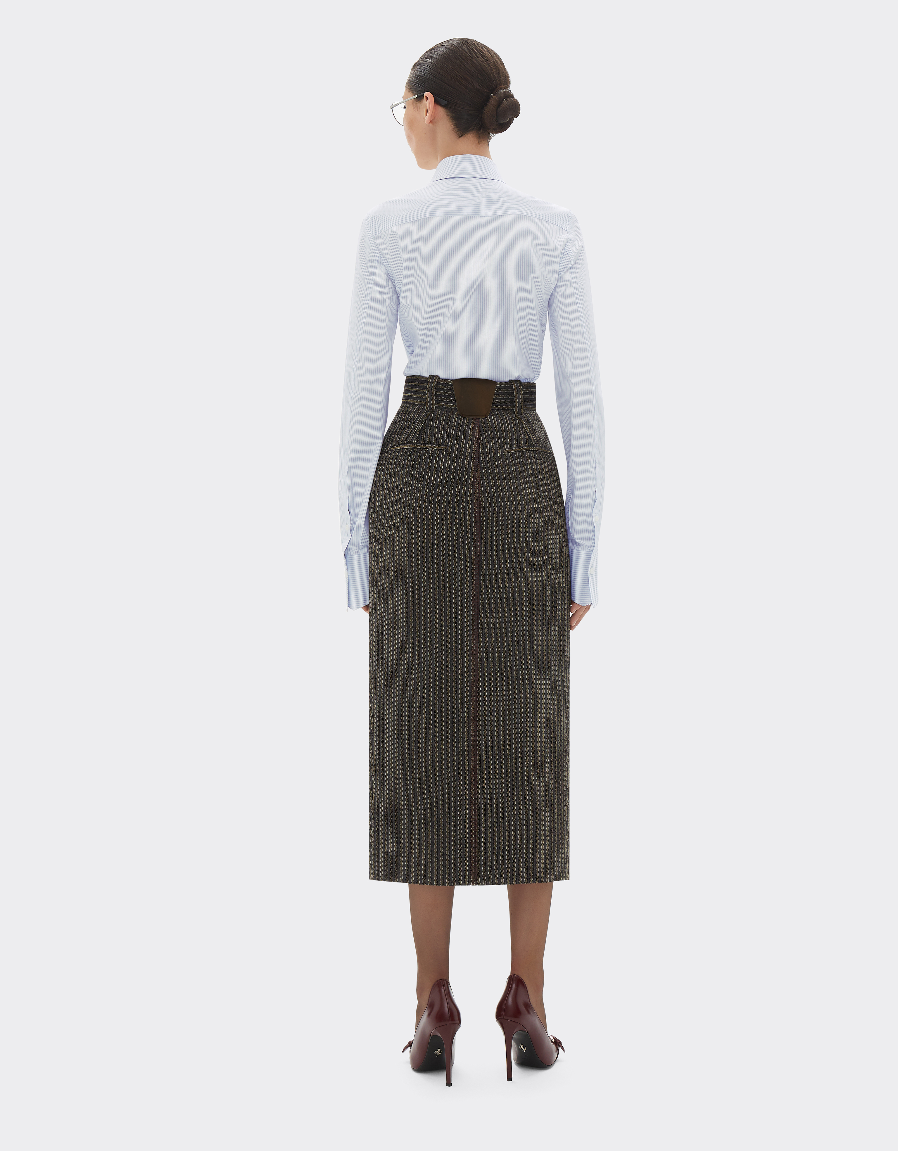 Ferrari Skirt In Pinstripe Wool In Gray
