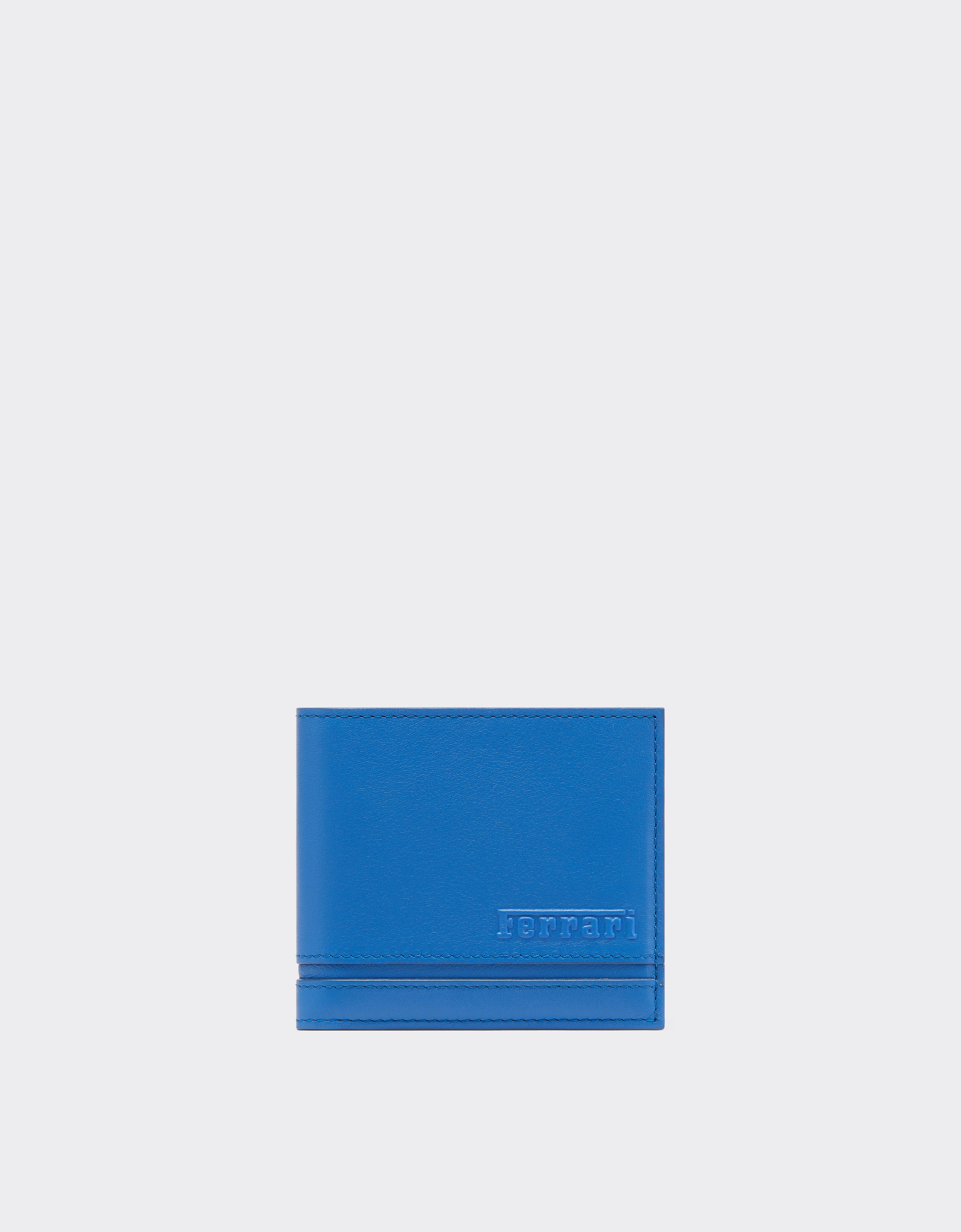 Ferrari Horizontal Wallet In Smooth Nappa Leather In Klein Blue