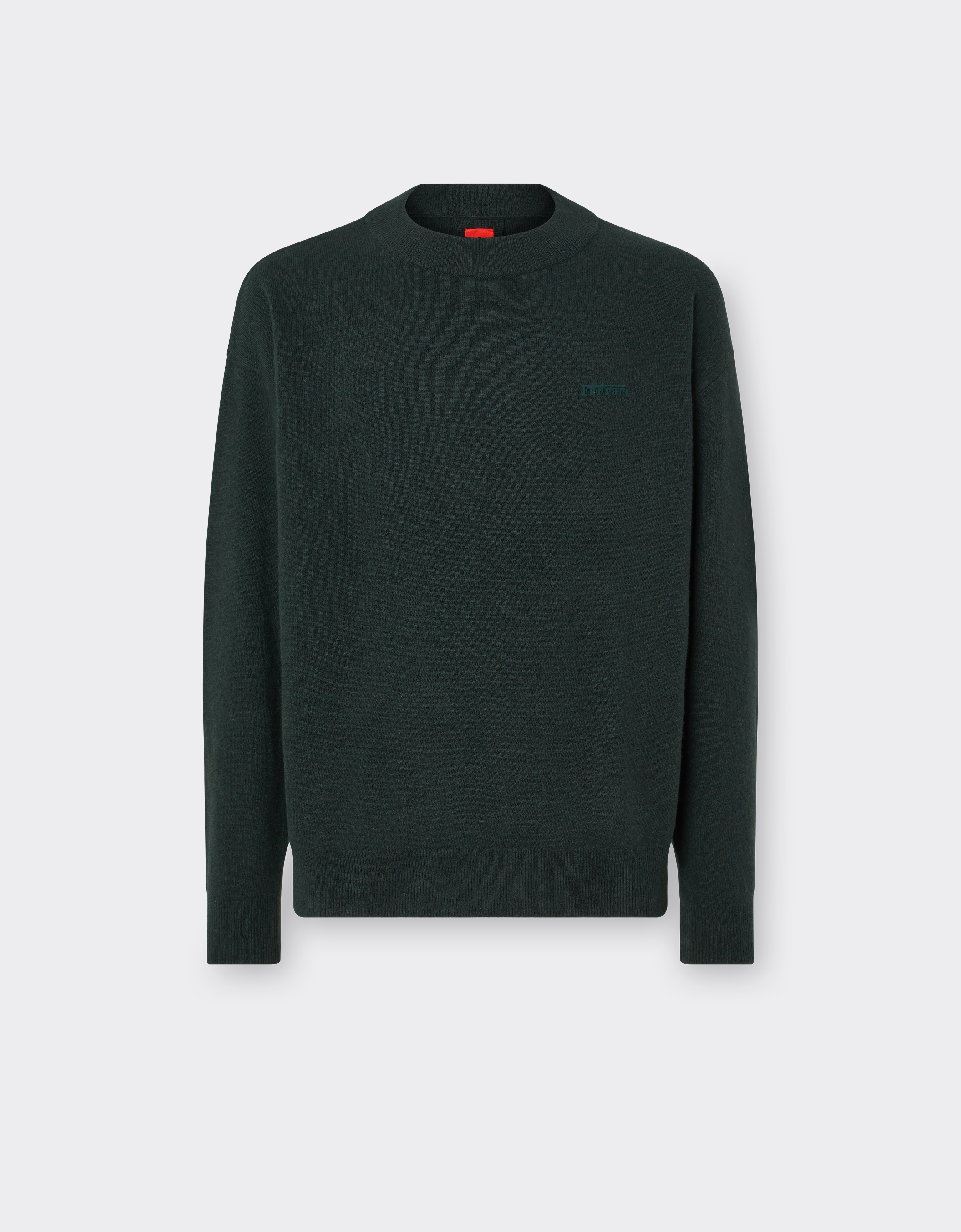 Crew neck sweater in wool and cashmere in Army Ferrari