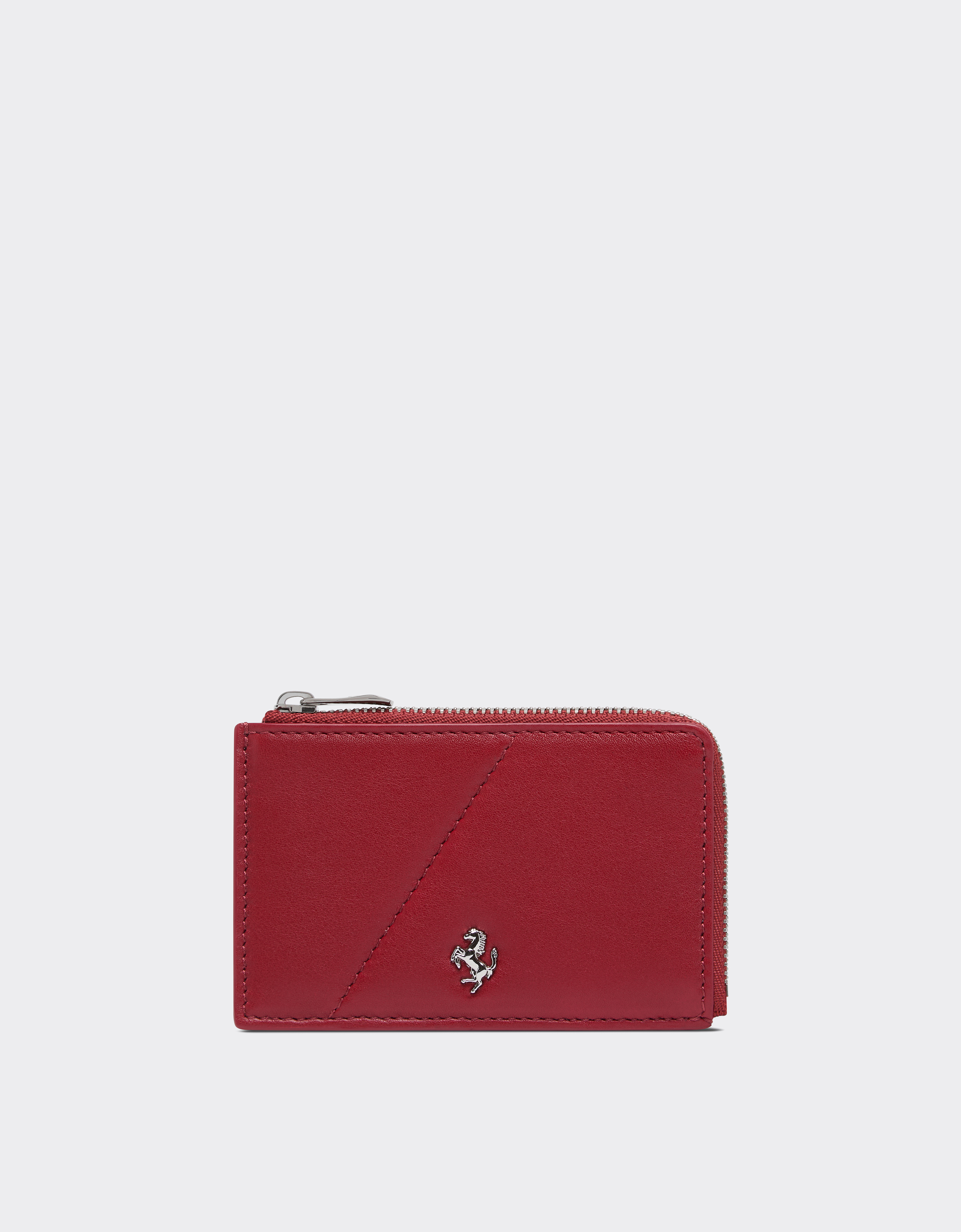 Ferrari Men's Maison Red Leather Card Holder With Zip - Man Os