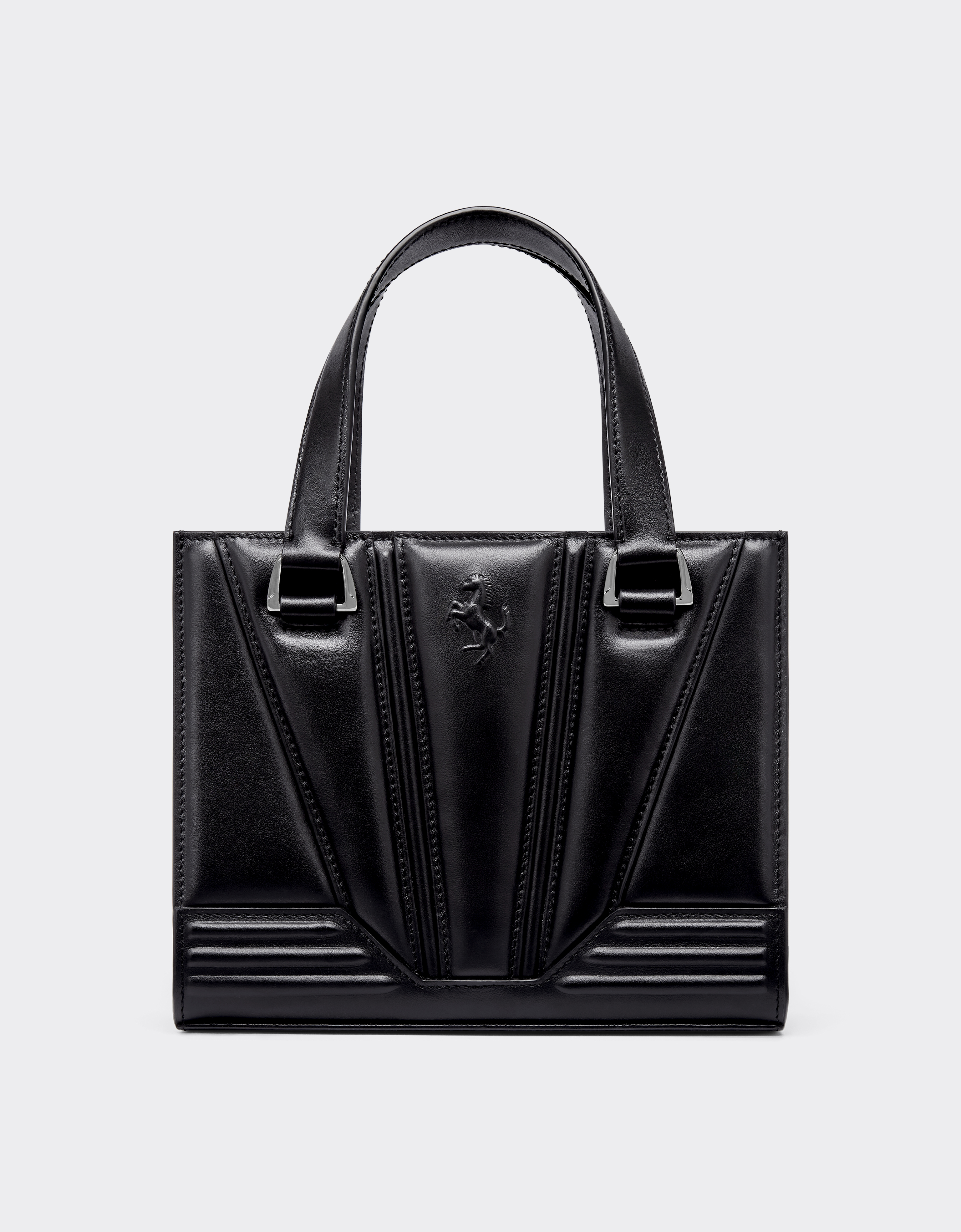 Ferrari Mini Tote Gt Bag In Leather With Prancing Horse Detail In Black