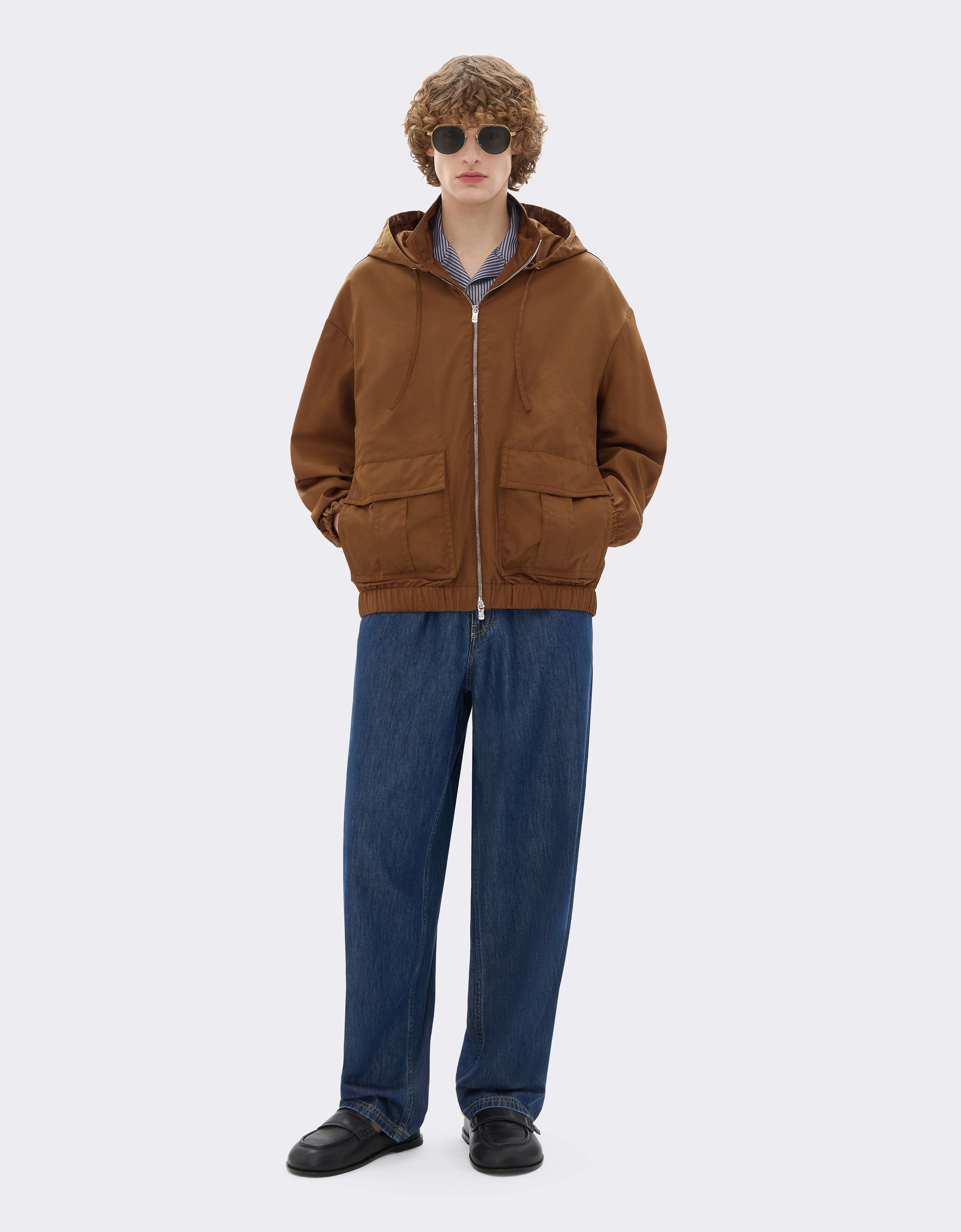 Recycled Gabardine Blouson with Water-Repellent Finish in Caffè