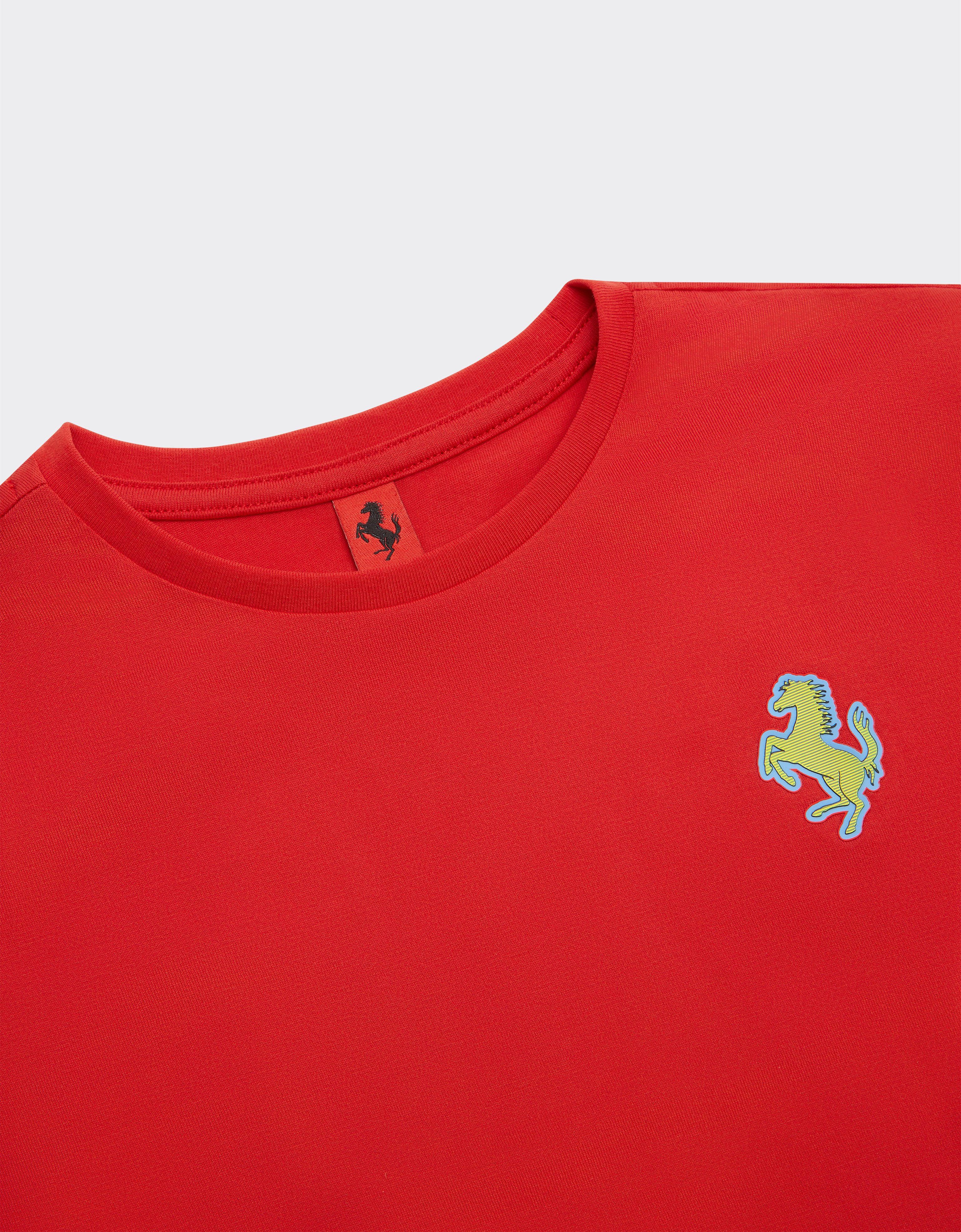 Ferrari T-shirt With Prancing Horse Patch In Rosso Corsa