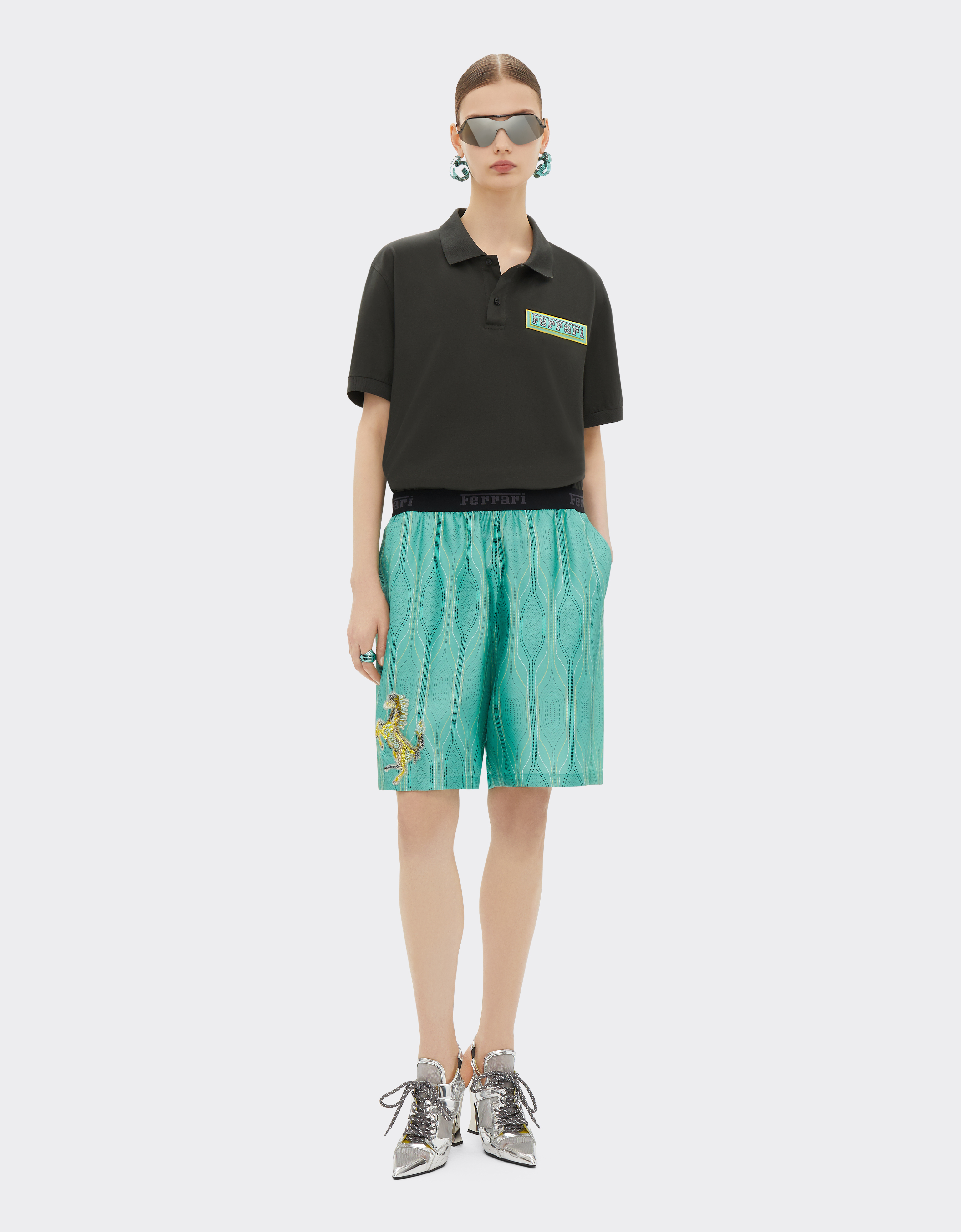 Ferrari Miami Collection Cotton Polo Shirt In Ingrid