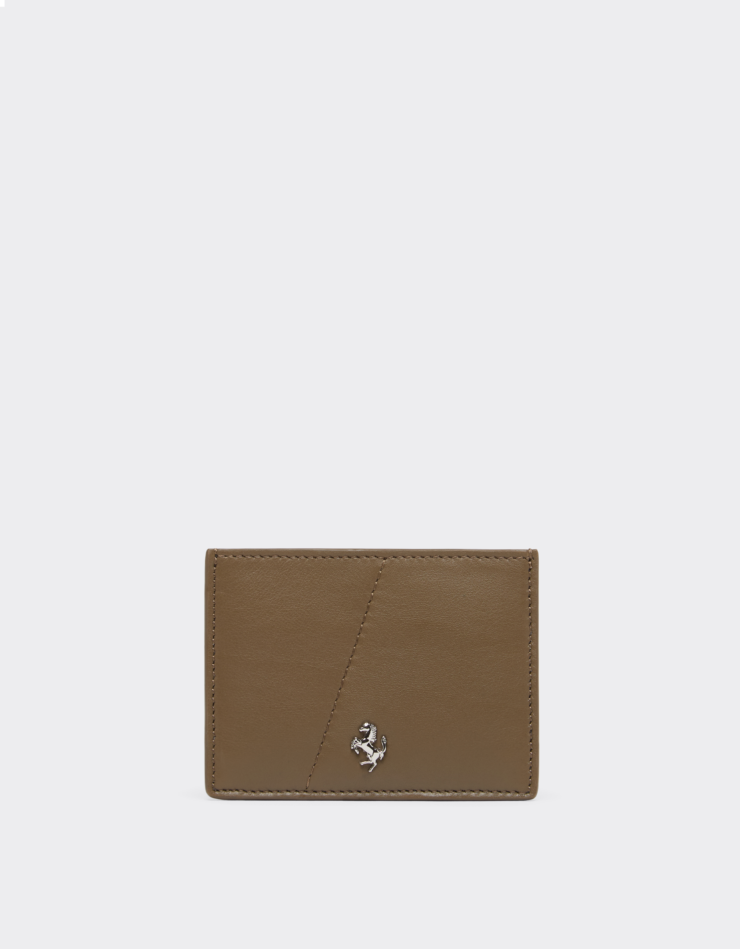 Ferrari Men's Khaki Green Smooth Leather Card Holder - Wallets Os