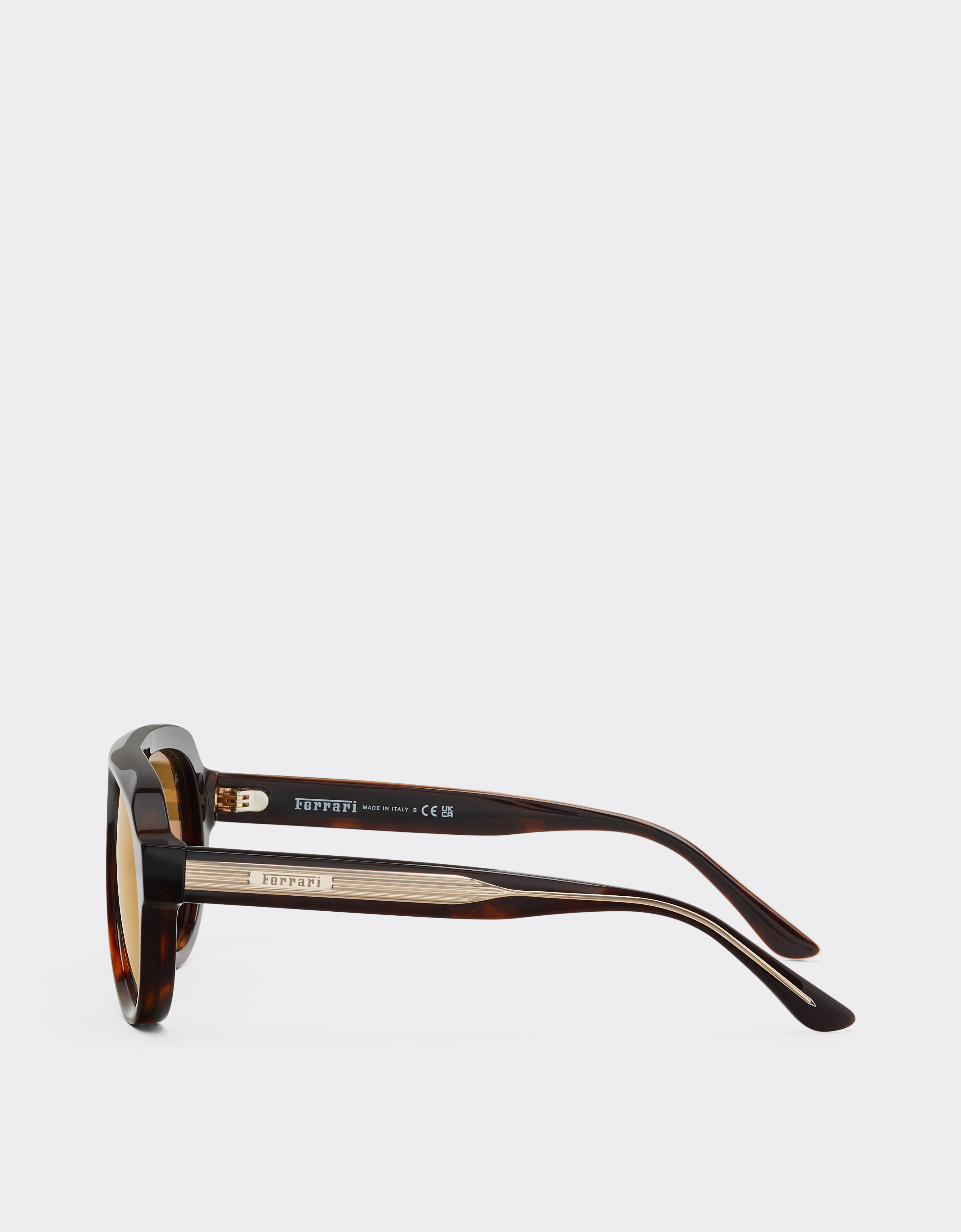 Ferrari Acetate Brown Tortoiseshell Sunglasses With Brown Gold Mirrored Lenses In Brown