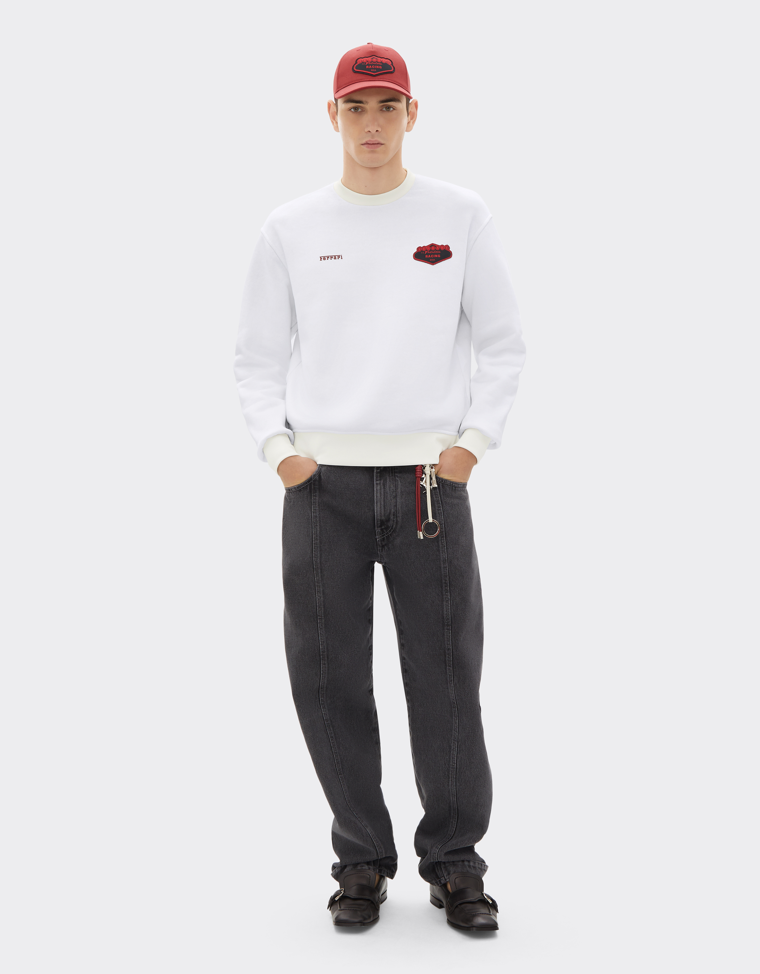  Ferrari Sudadera De Algodón Con El Logotipo De Ferrari - Male Jerséis Y Prendas De Punto Blanco óptico L 
