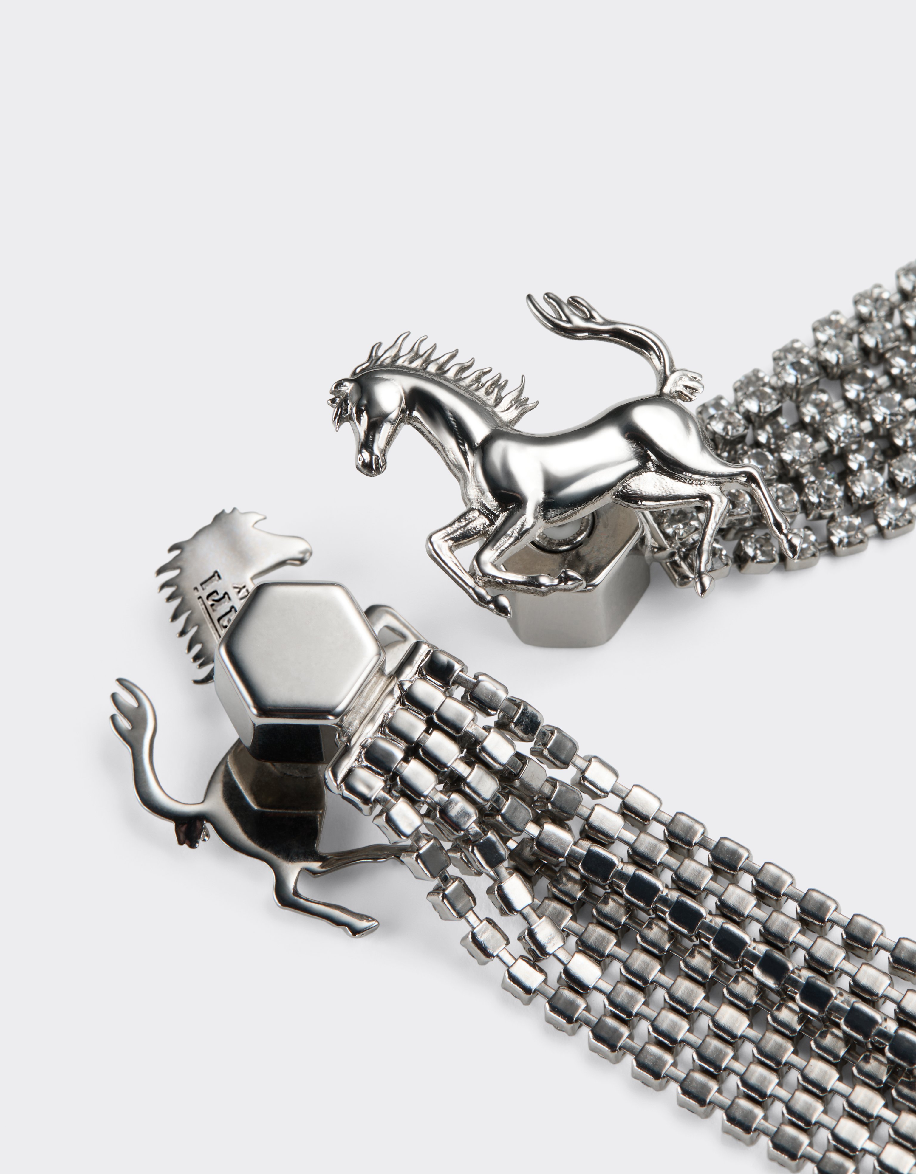 Ferrari Earrings With Rhinestones In Silver