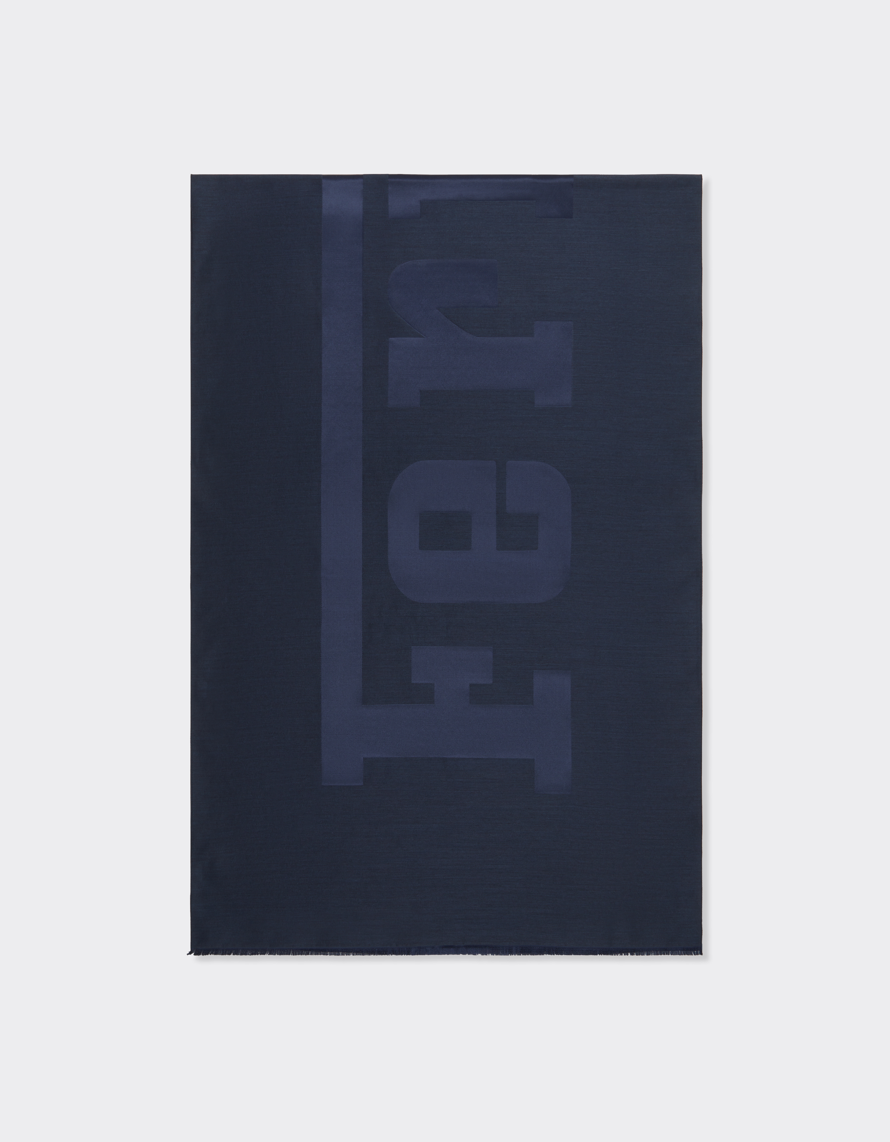Ferrari Wool And Silk Scarf With  Logo In Navy