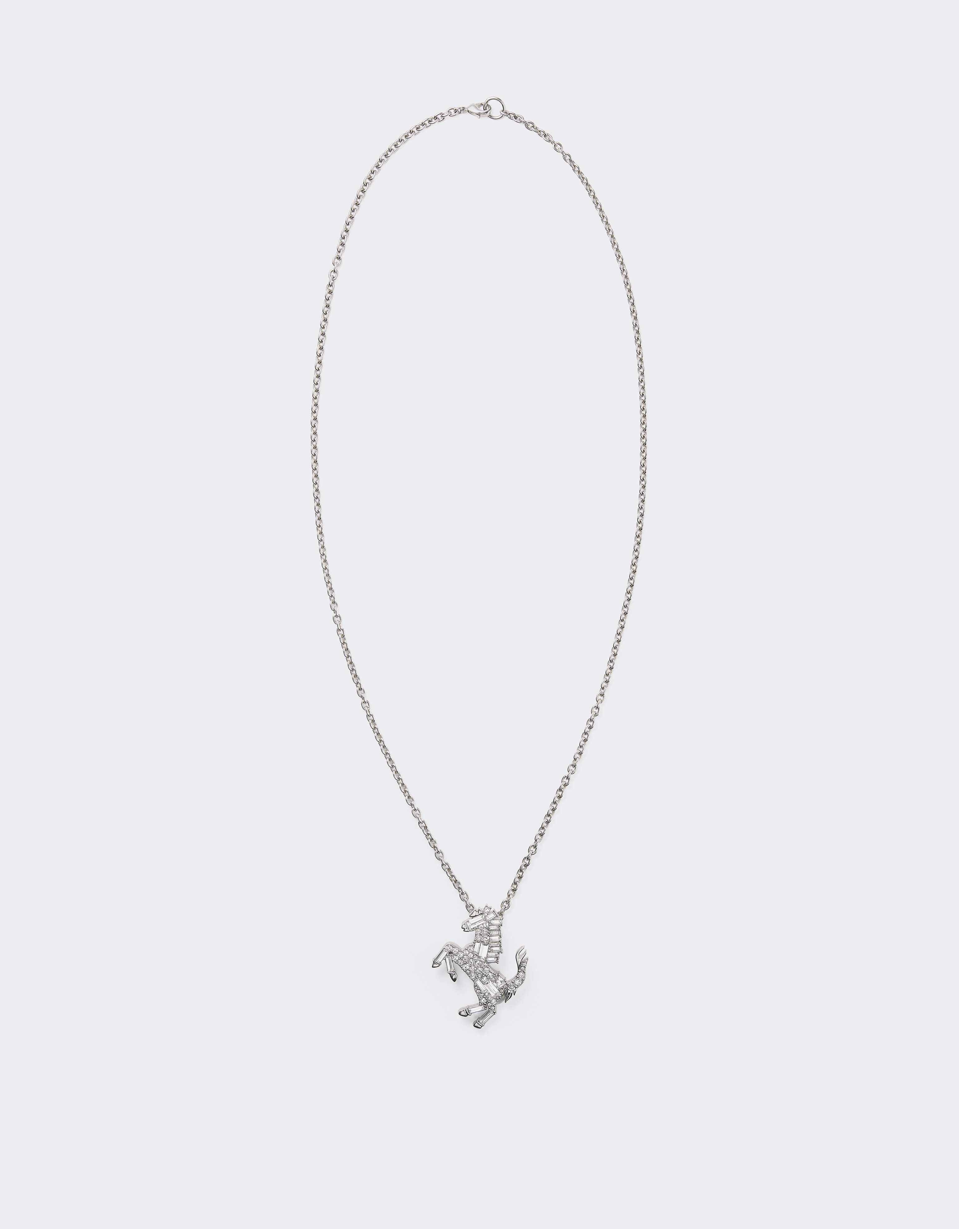 Ferrari Prancing Horse Rhinestone Necklace In Silver