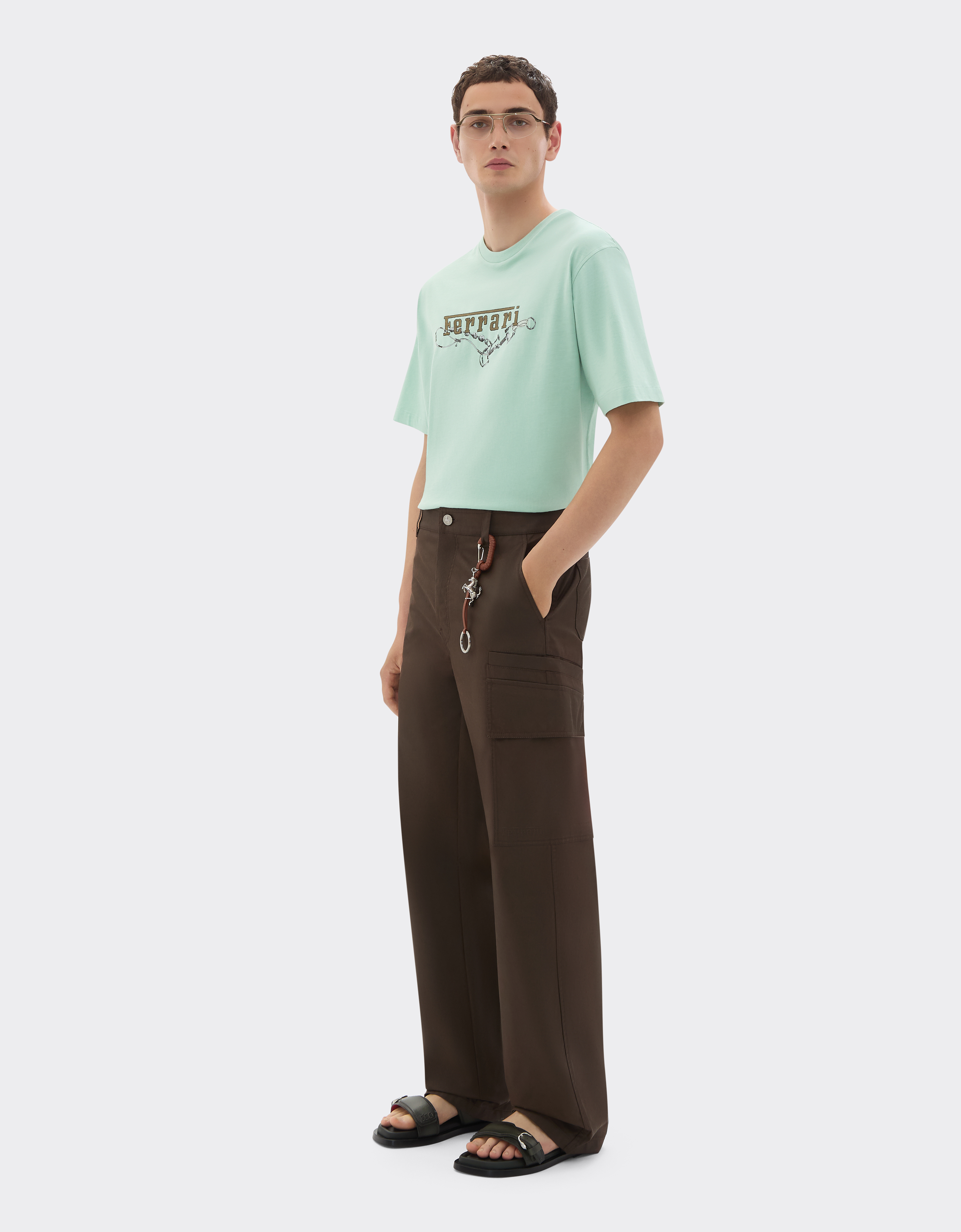 Ferrari Cotton T-shirt With  Embroidery In Green
