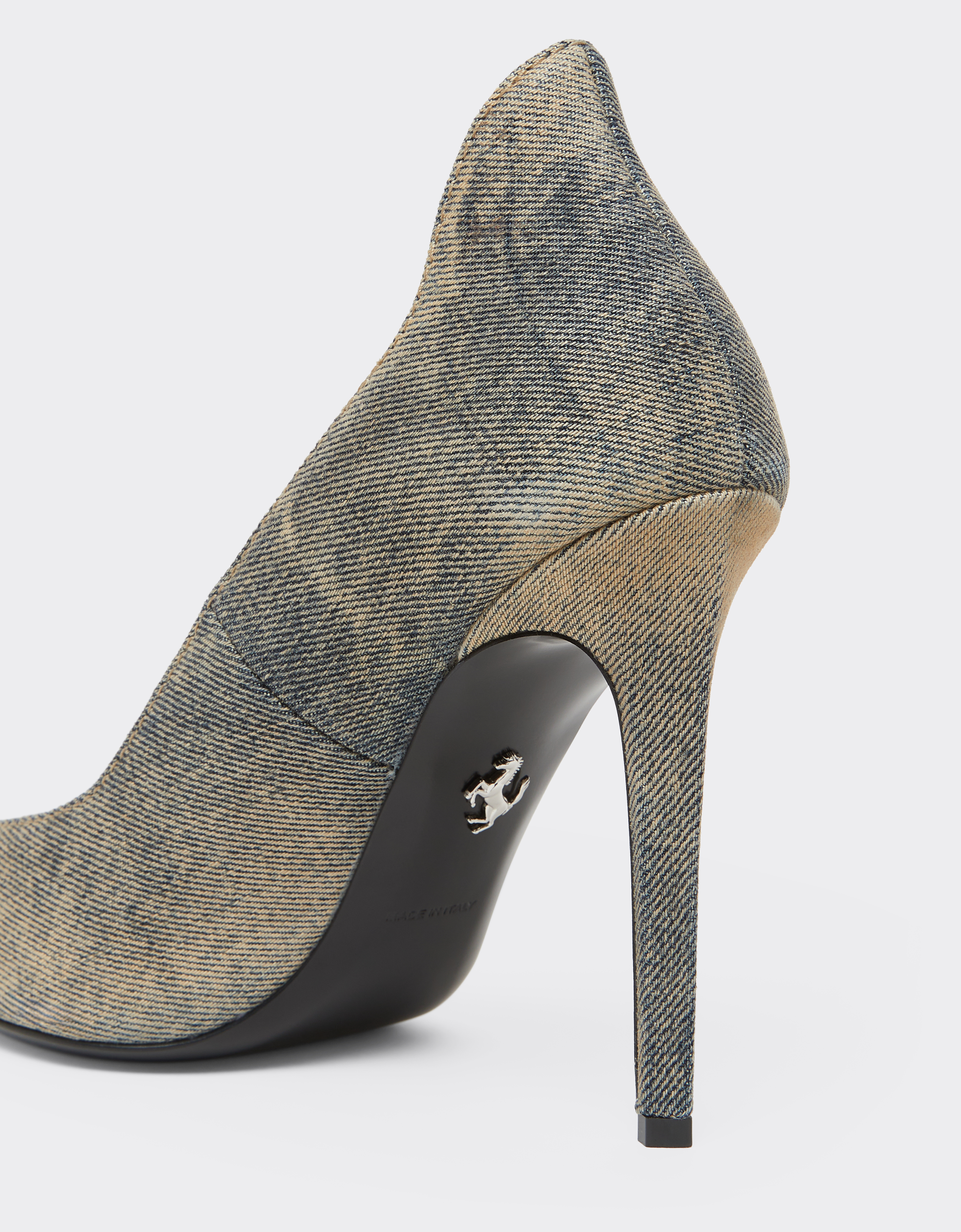 Ferrari Stone-washed Denim Pumps In Gray