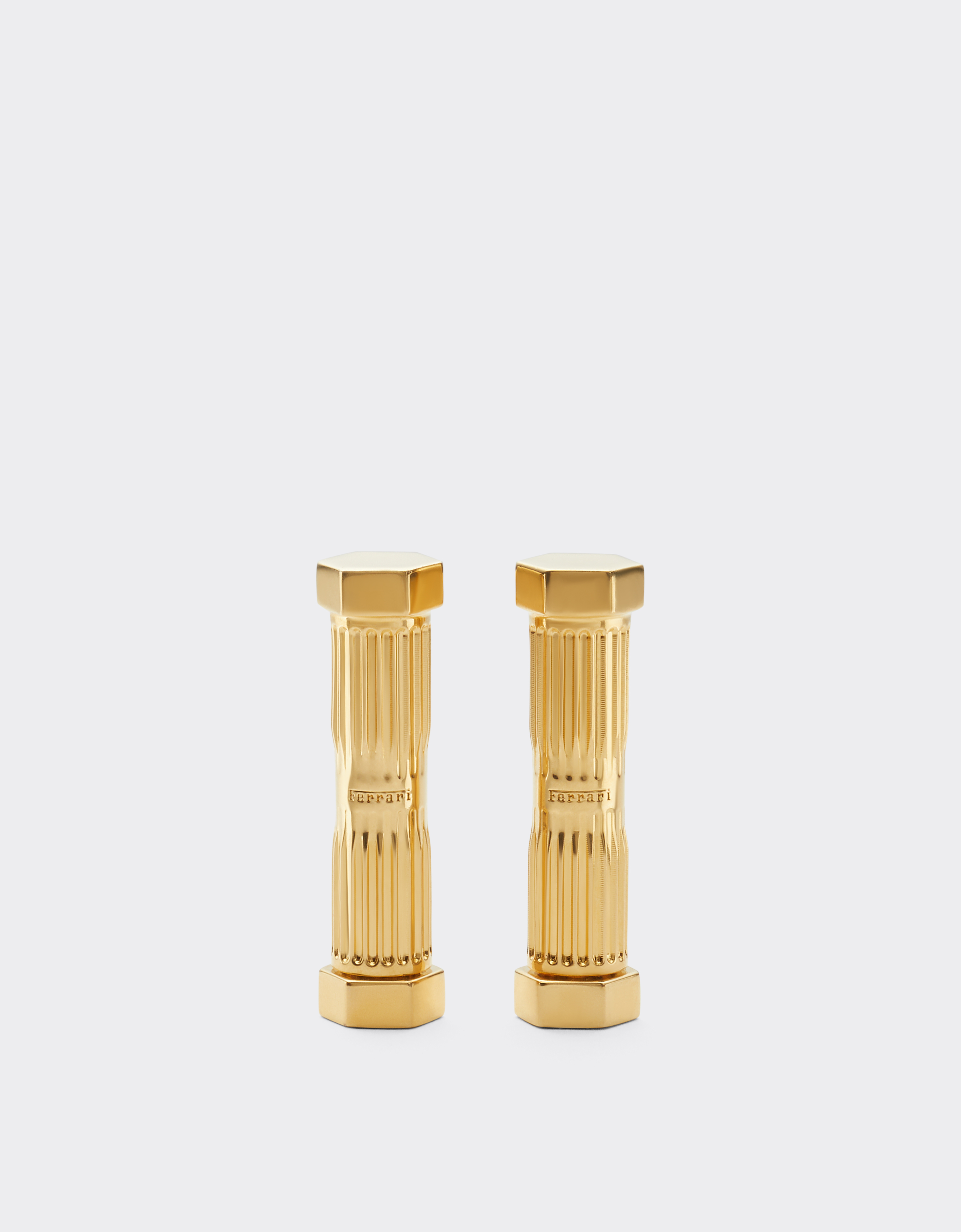 Sculpted earrings with mechanical motif in Gold | Ferrari®