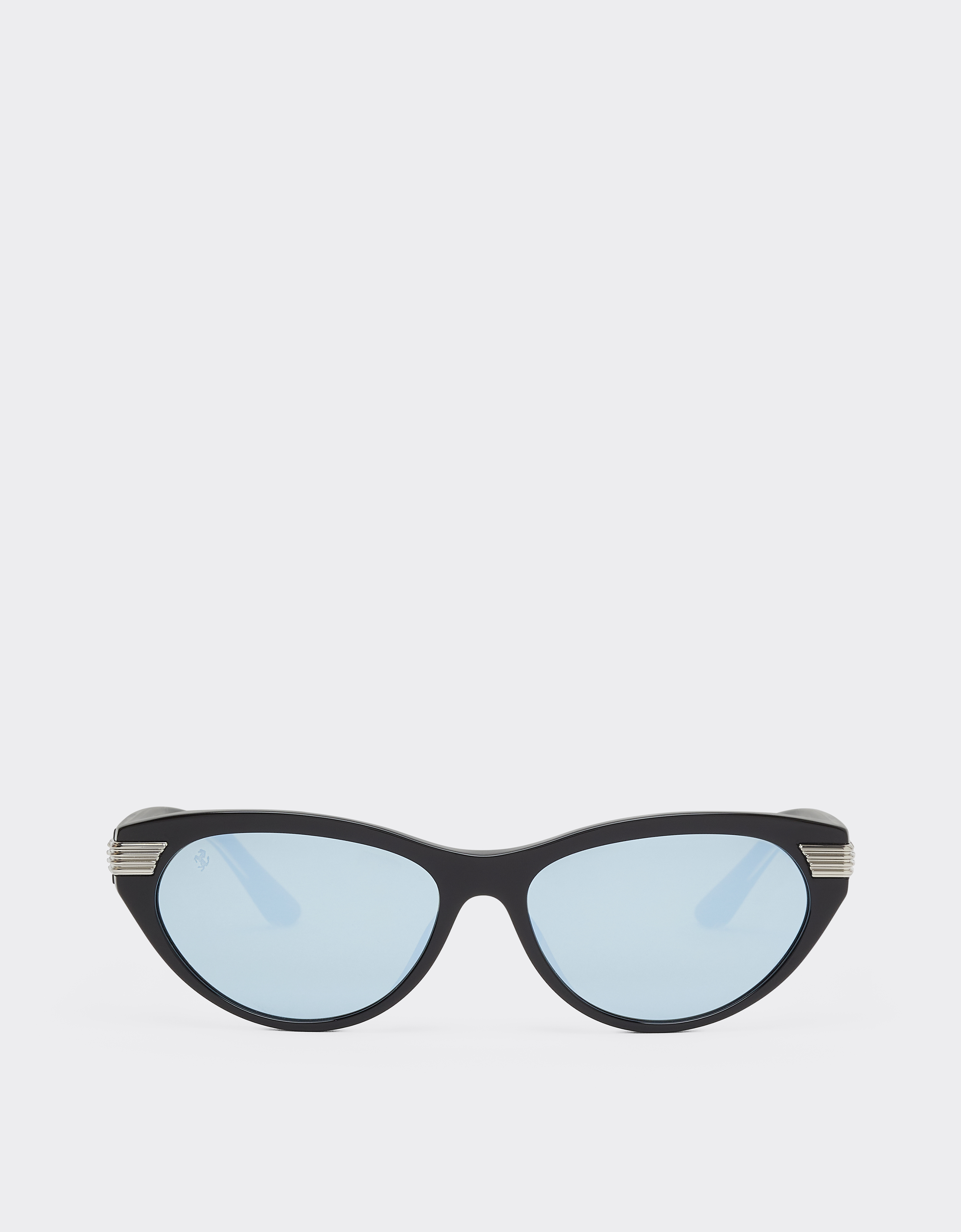 Ferrari Women's Black Sunglasses In Shiny Acetate With Gray Mirrored Lenses - Collection Os