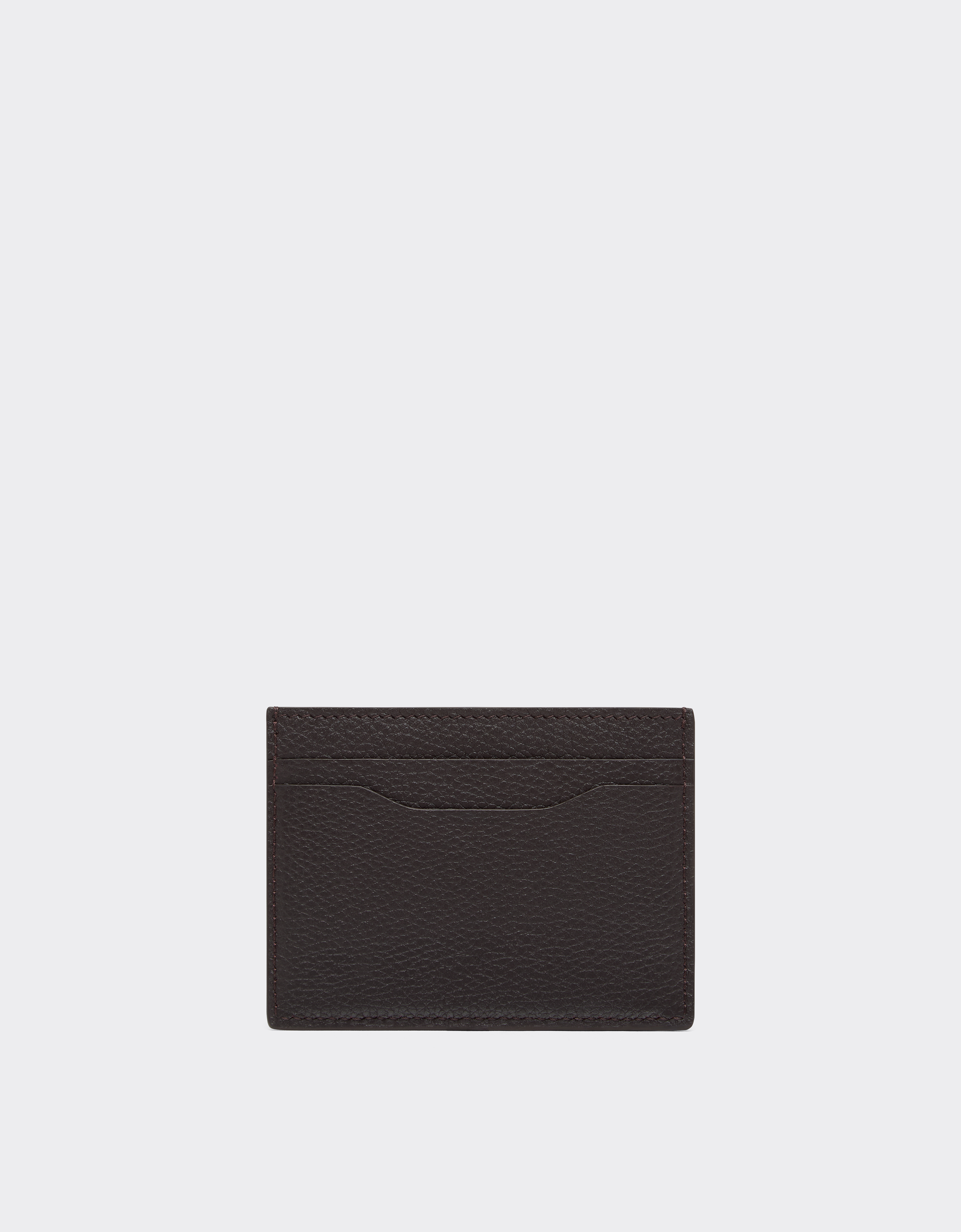  Ferrari Leather Card Holder - Male Wallets Marrone Scuro Os 