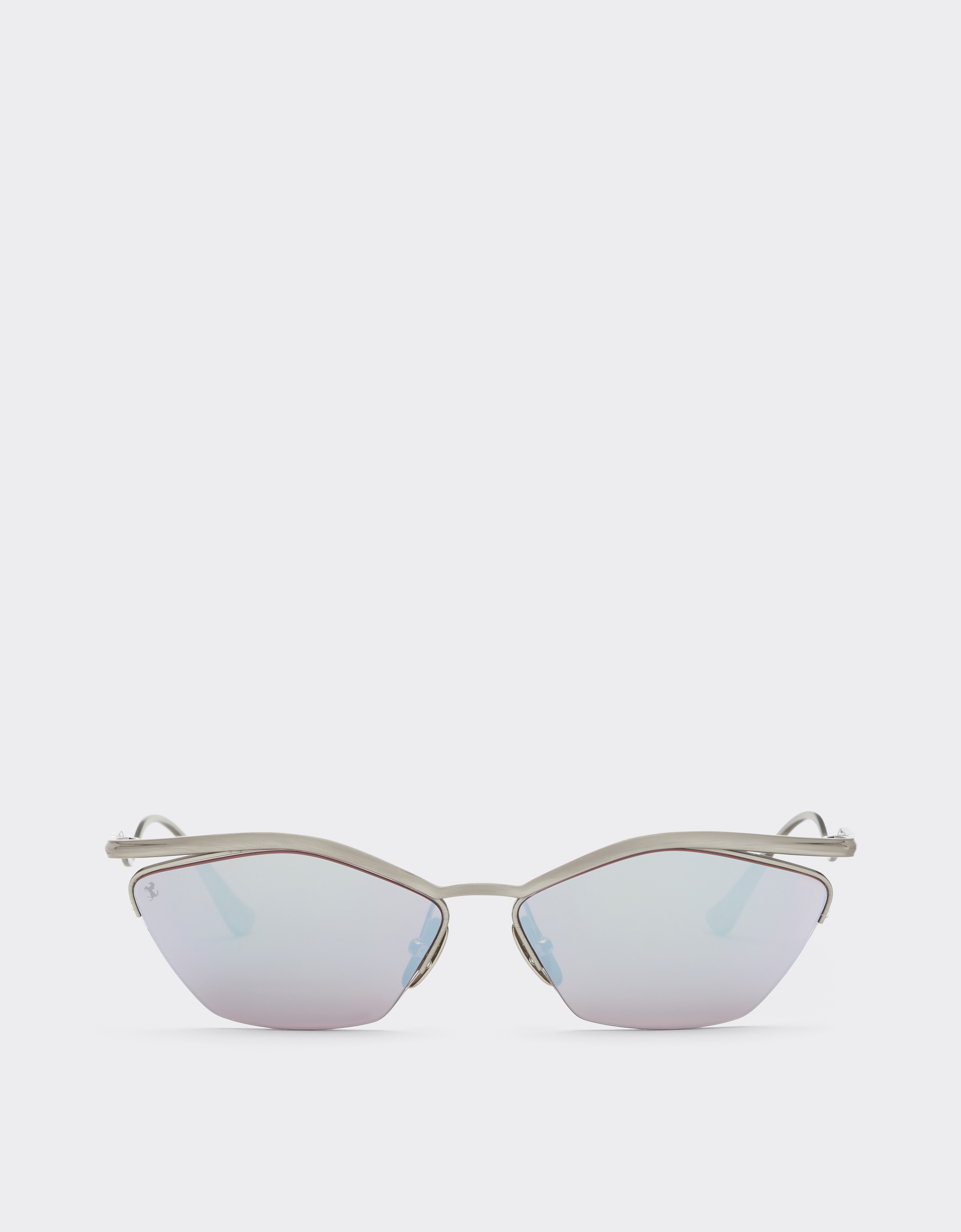 Ferrari Women's Silver Sunglasses In -Coloredtitanium With Dark Purple Mirrored Lenses - Sunglasses Os