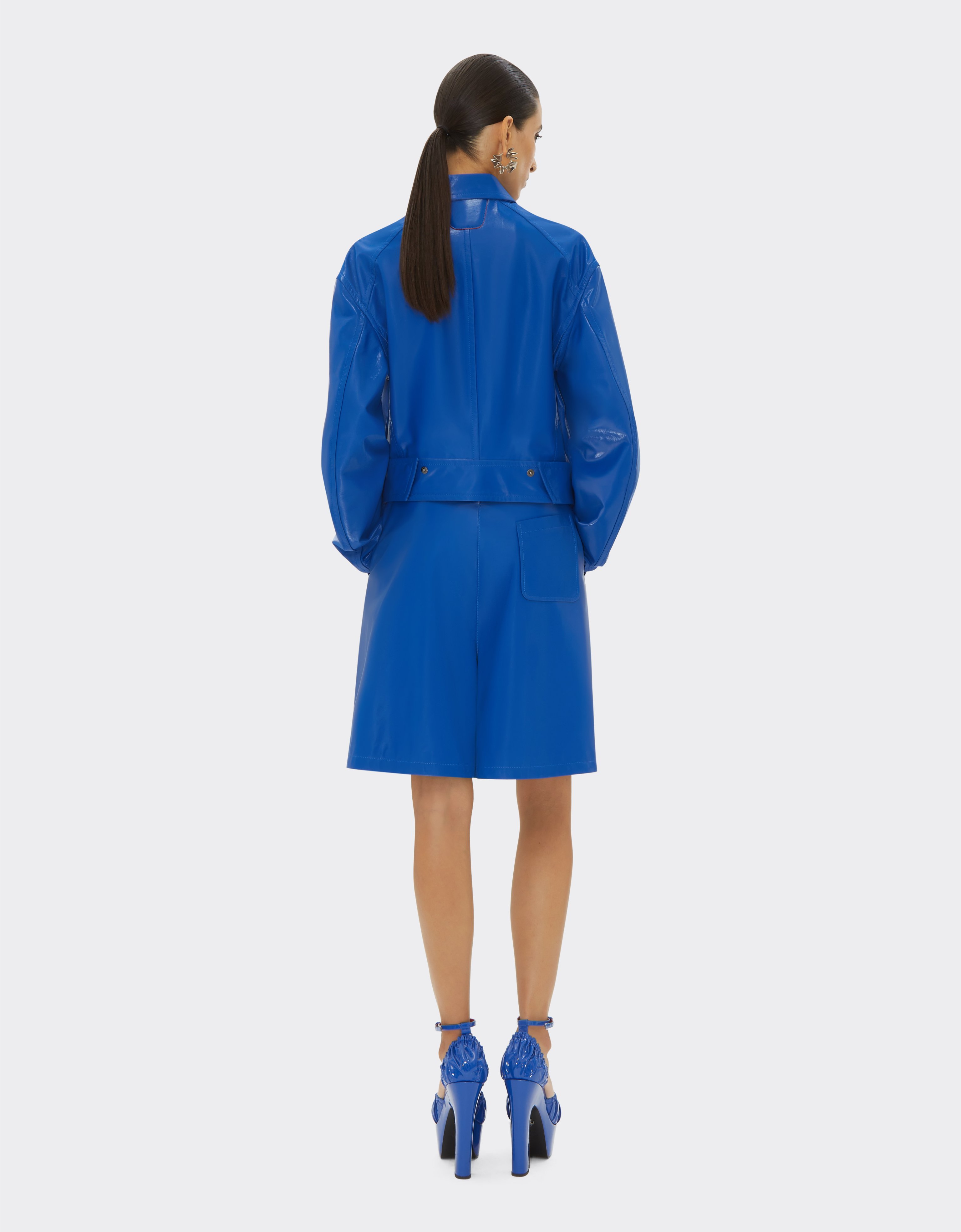 Ferrari Short Trousers In Liquid Leather In Klein Blue