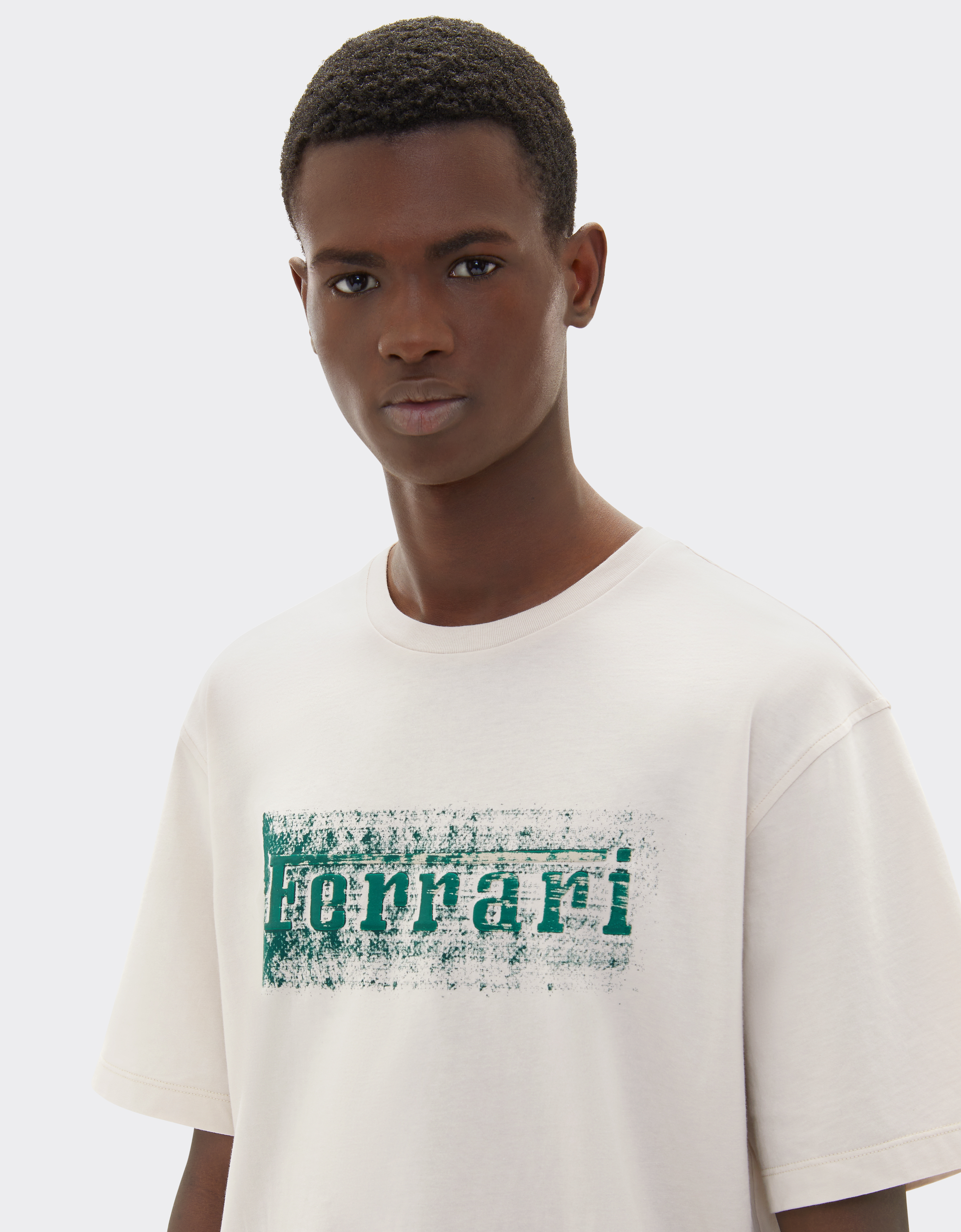 Ferrari T-shirt With Logo Graphic In Ecru