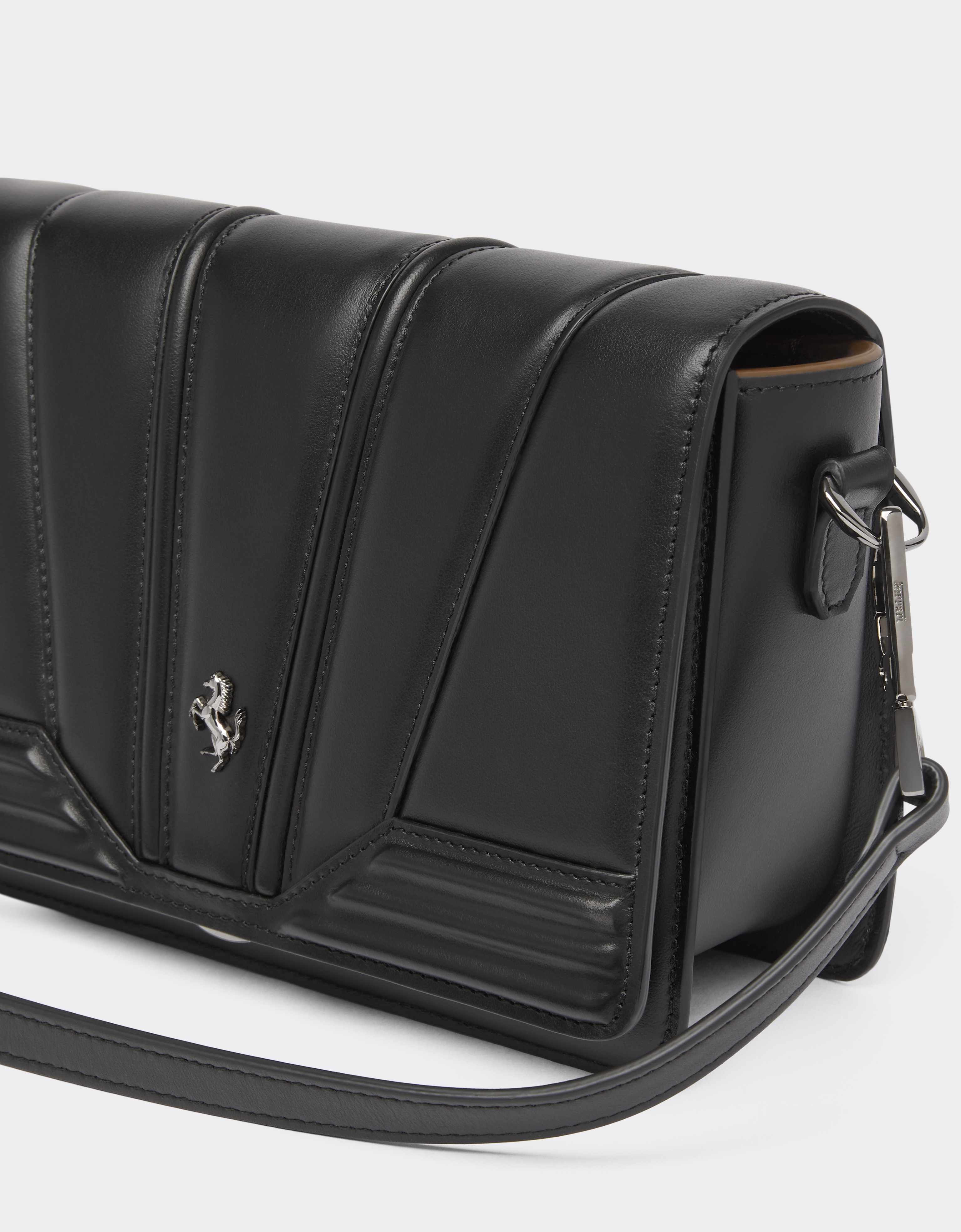 Ferrari Gt Crossbody Bag In Smooth Leather In Black