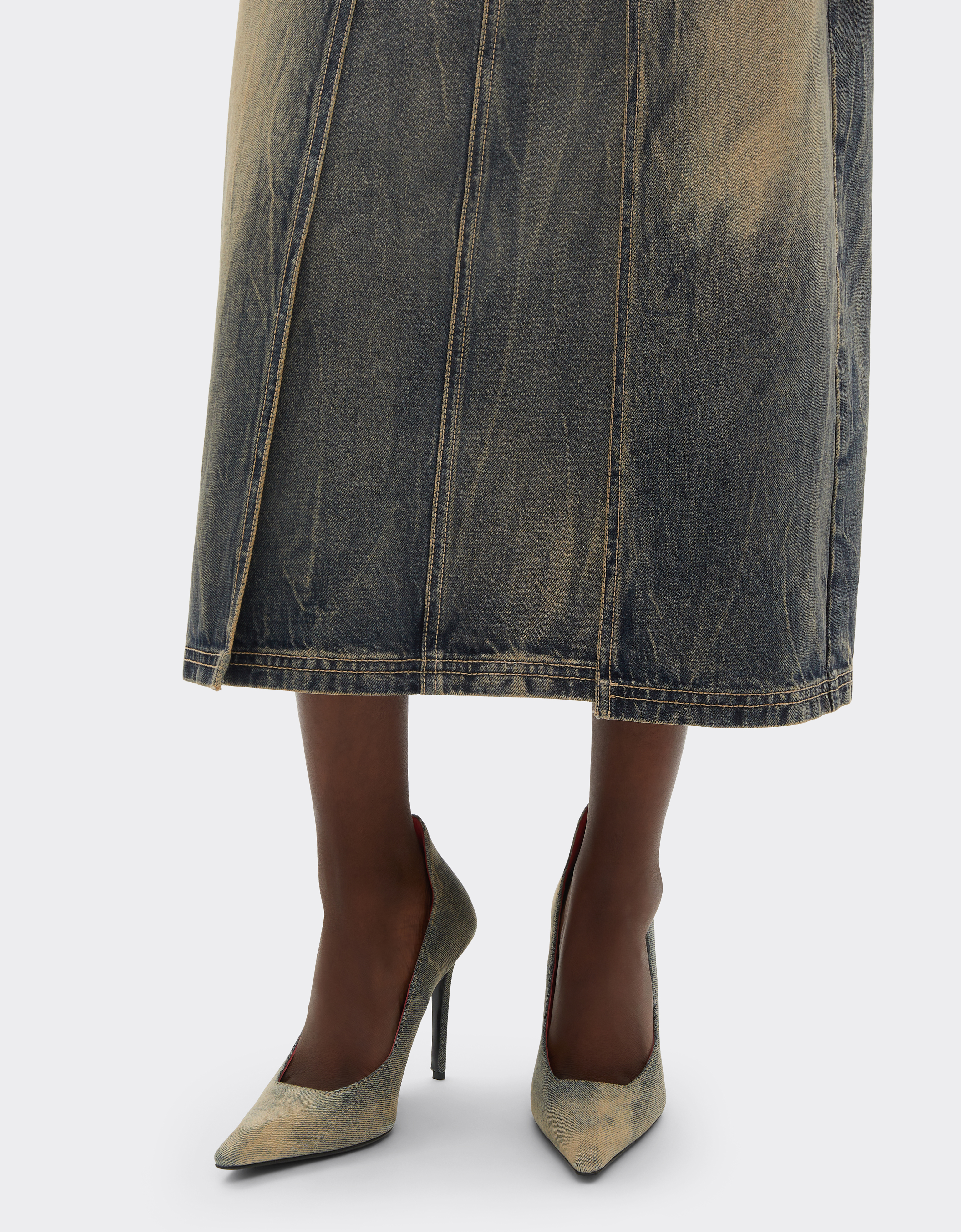 Ferrari Stone-washed Denim Pumps In Gray