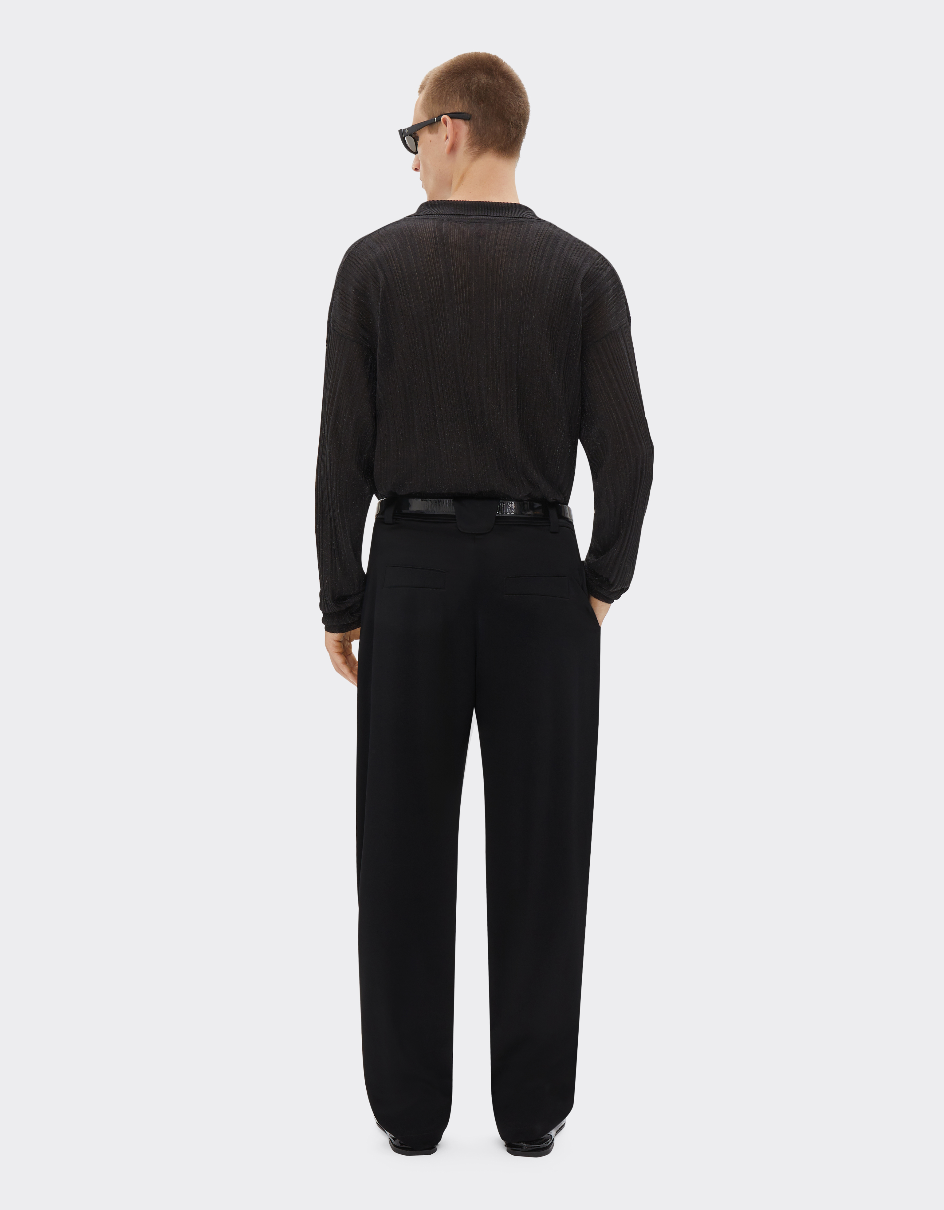 Ferrari Chinos In Stretch Satin Twill In Black
