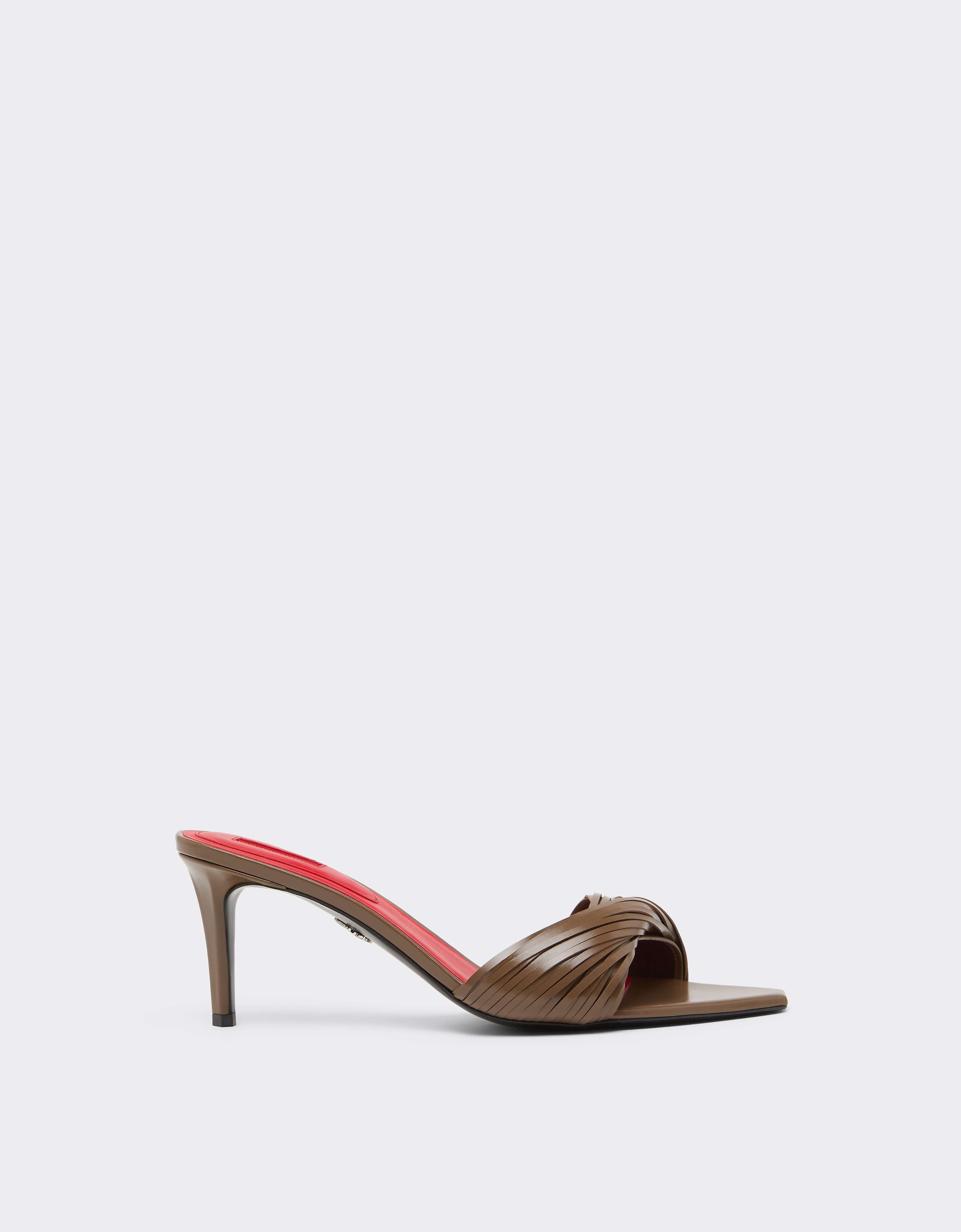 Ferrari Leather Mules With Carved Fringes In Brown