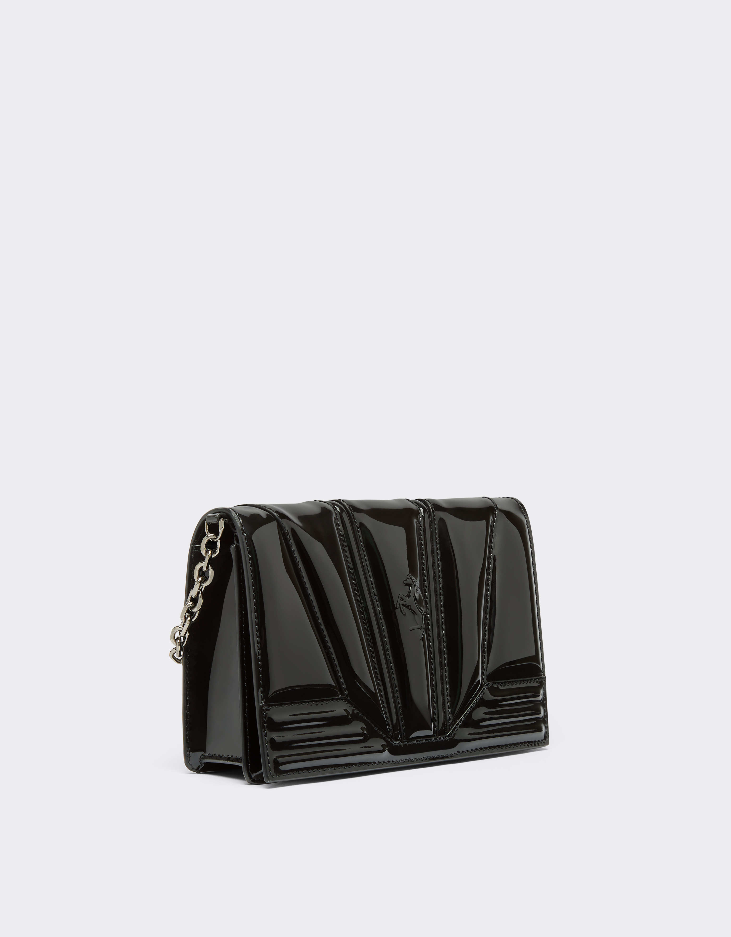 Ferrari Gt Bag In Patent Leather With Chain In Black