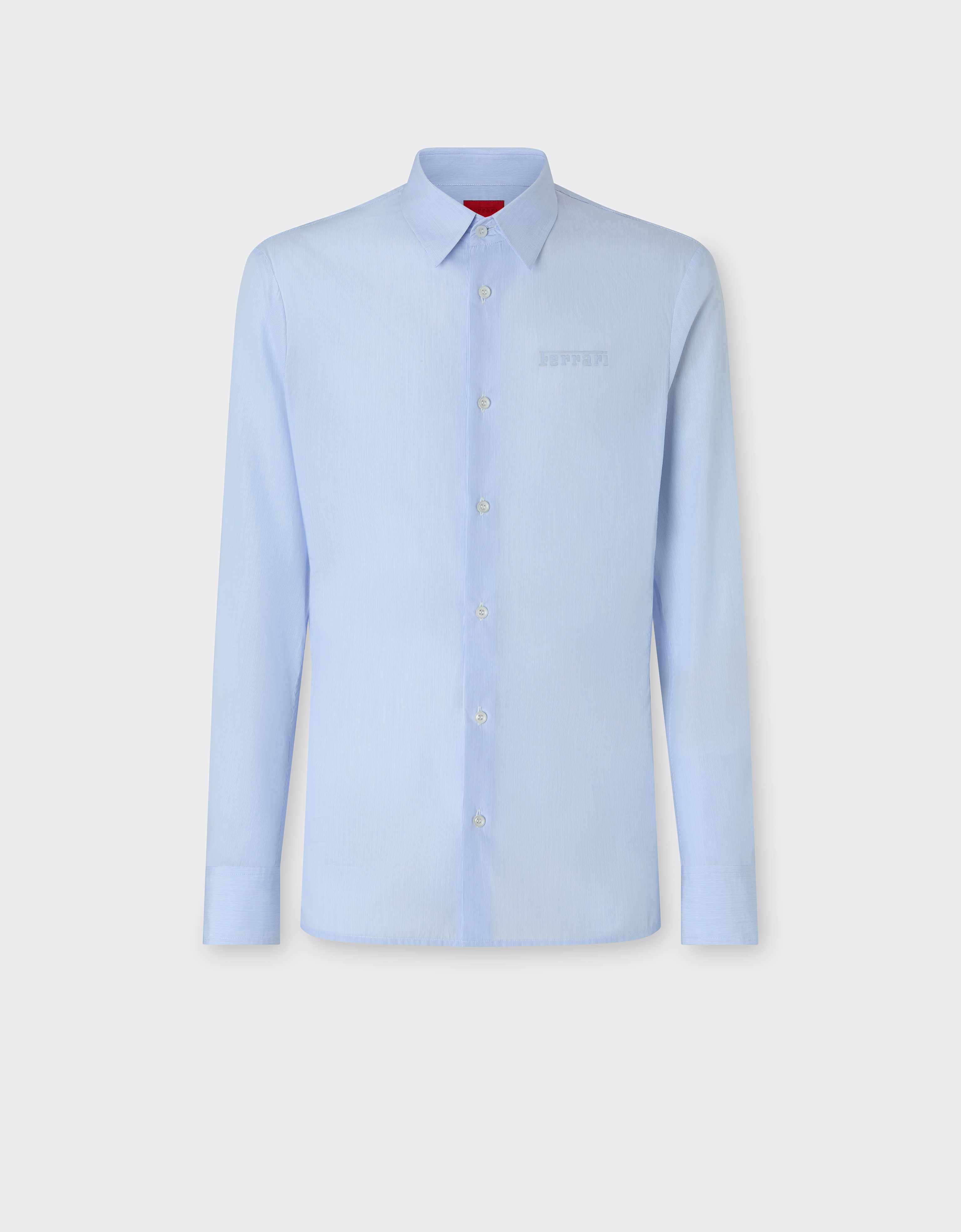 Ferrari Men's Optical White Cotton Shirt With Micro-Stripe - Shirts 44