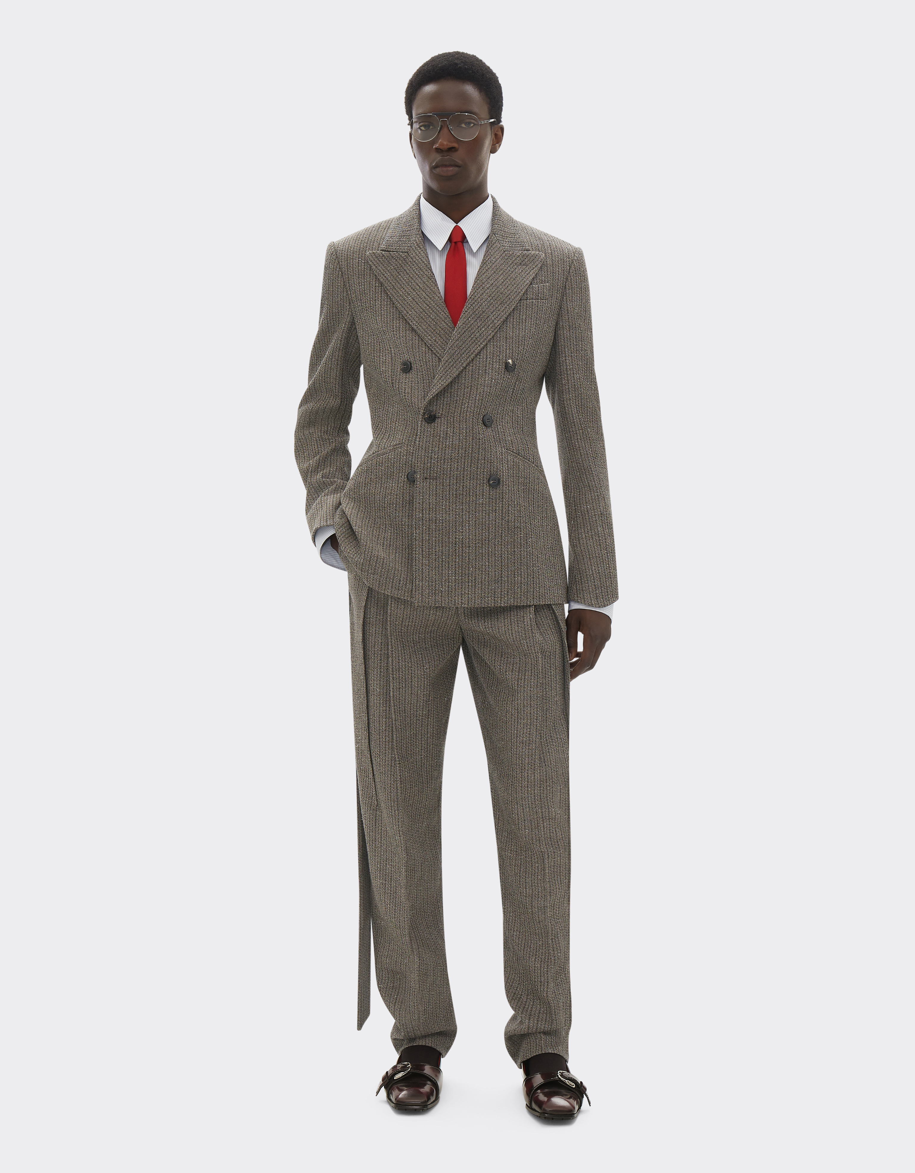 Ferrari Double-breasted Blazer In Mélange Wool In Gray