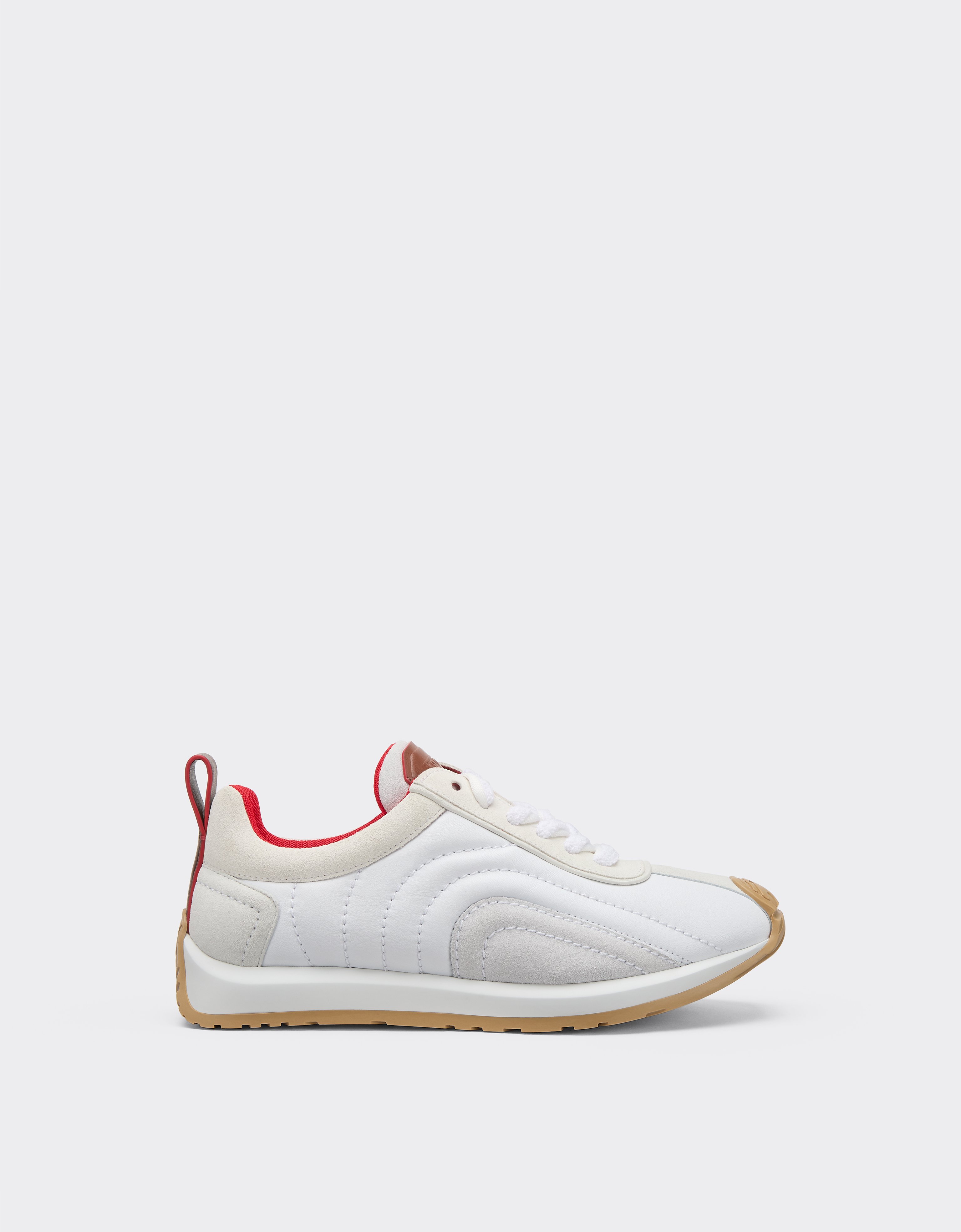 Ferrari Leather And Suede Running Sneakers In White