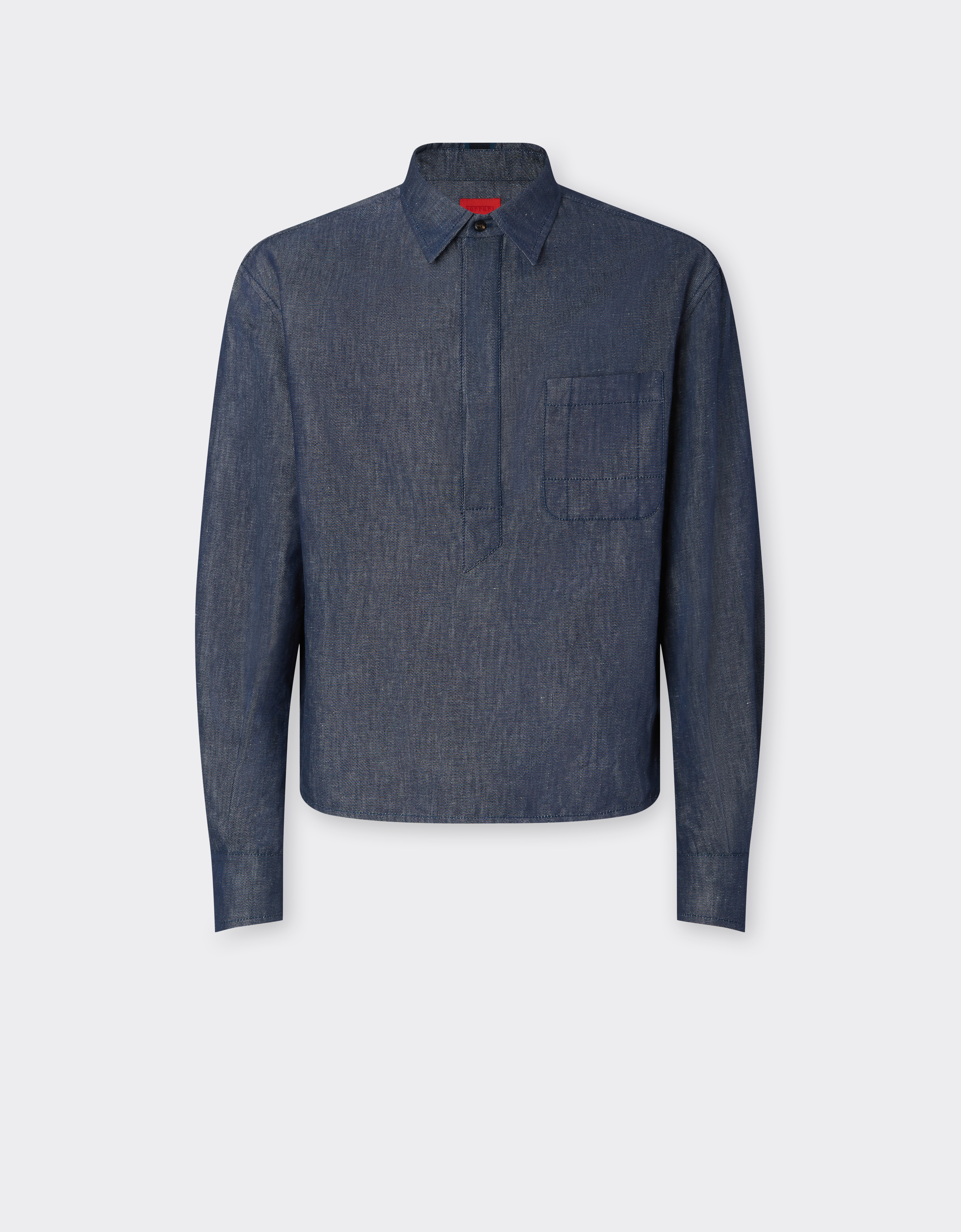 Ferrari Shirt In Denim Effect Tricotine
