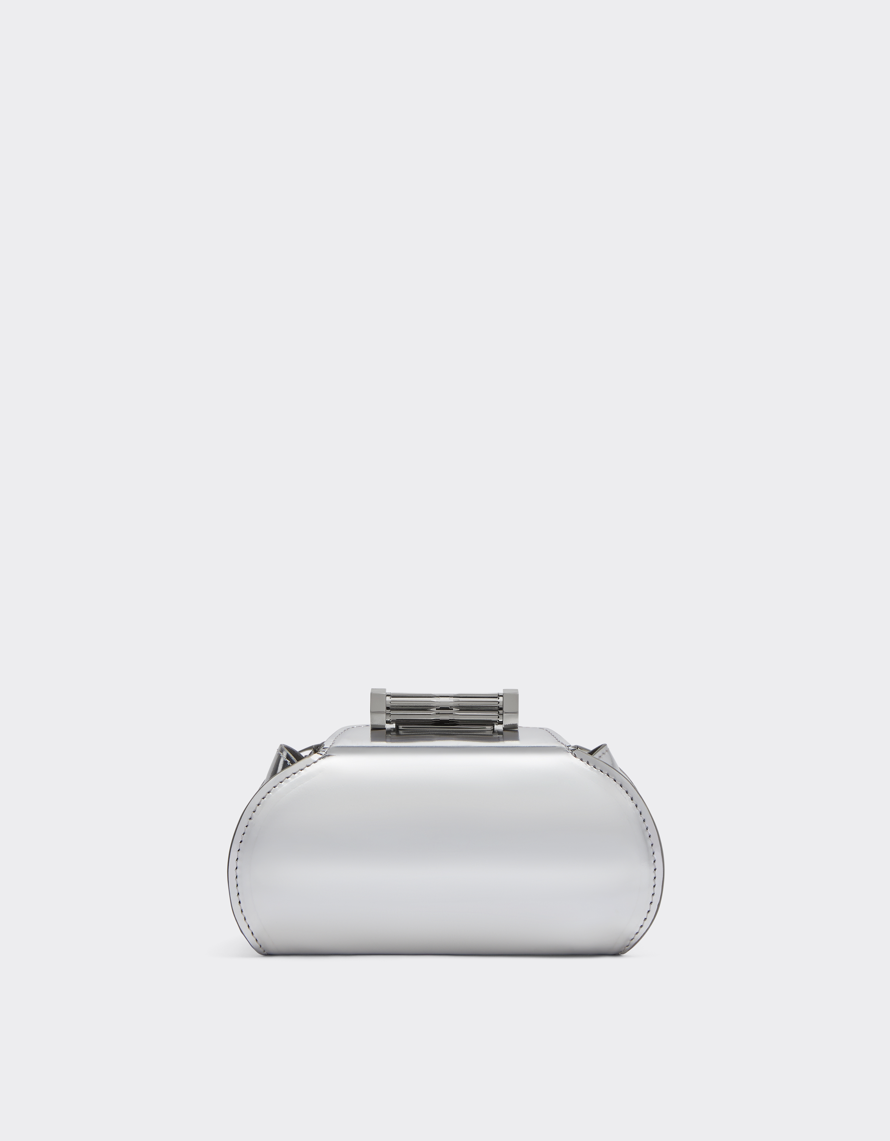 Ferrari Mini Bowling Bag In Mirrored Leather In Silver