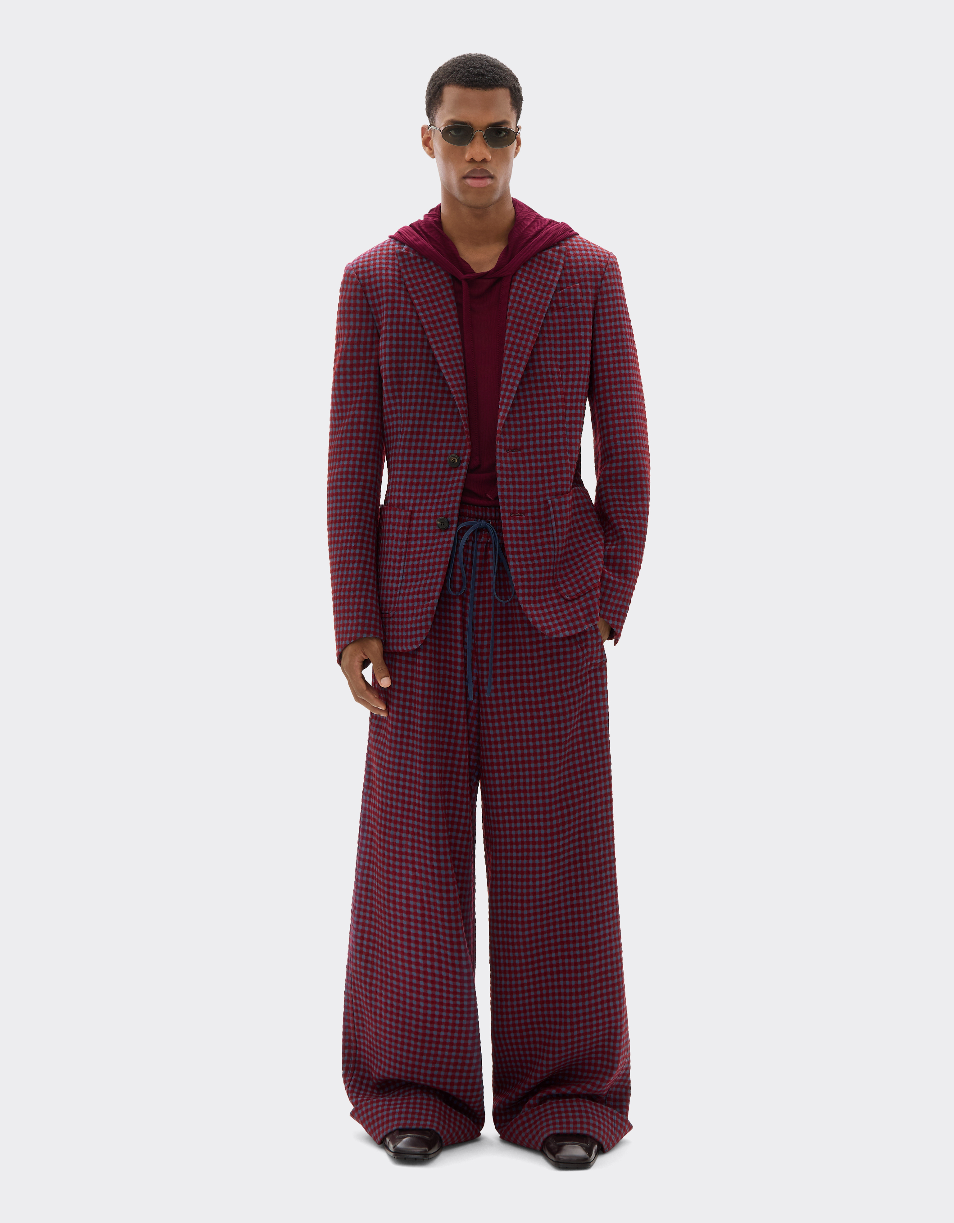 Ferrari Wool And Viscose Blazer With Vichy Pattern In Red
