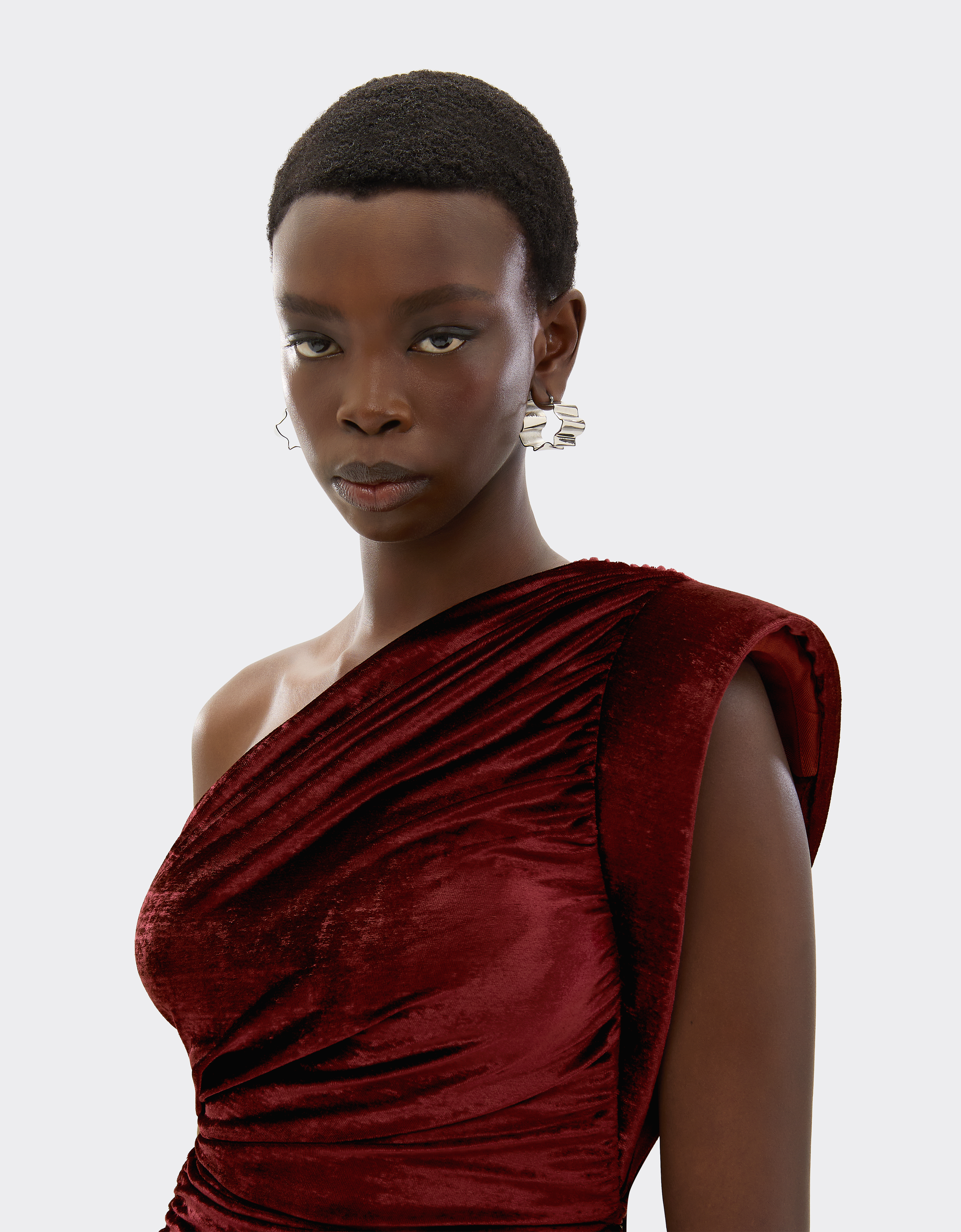 Ferrari Velvet-effect Jersey Top In Burgundy