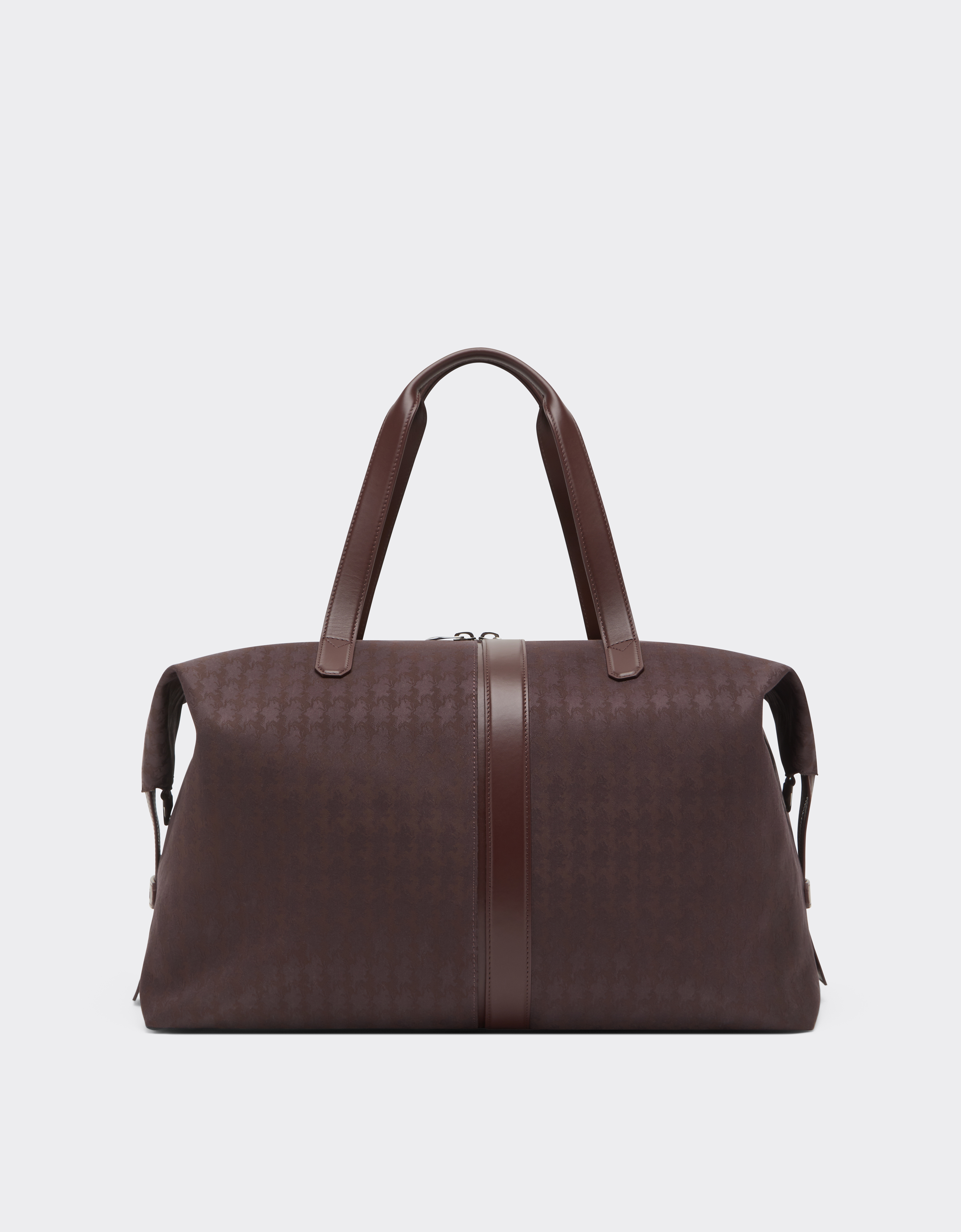 Ferrari Q-cycle® Jacquard Duffle Bag With Cavallino Pattern In Brown