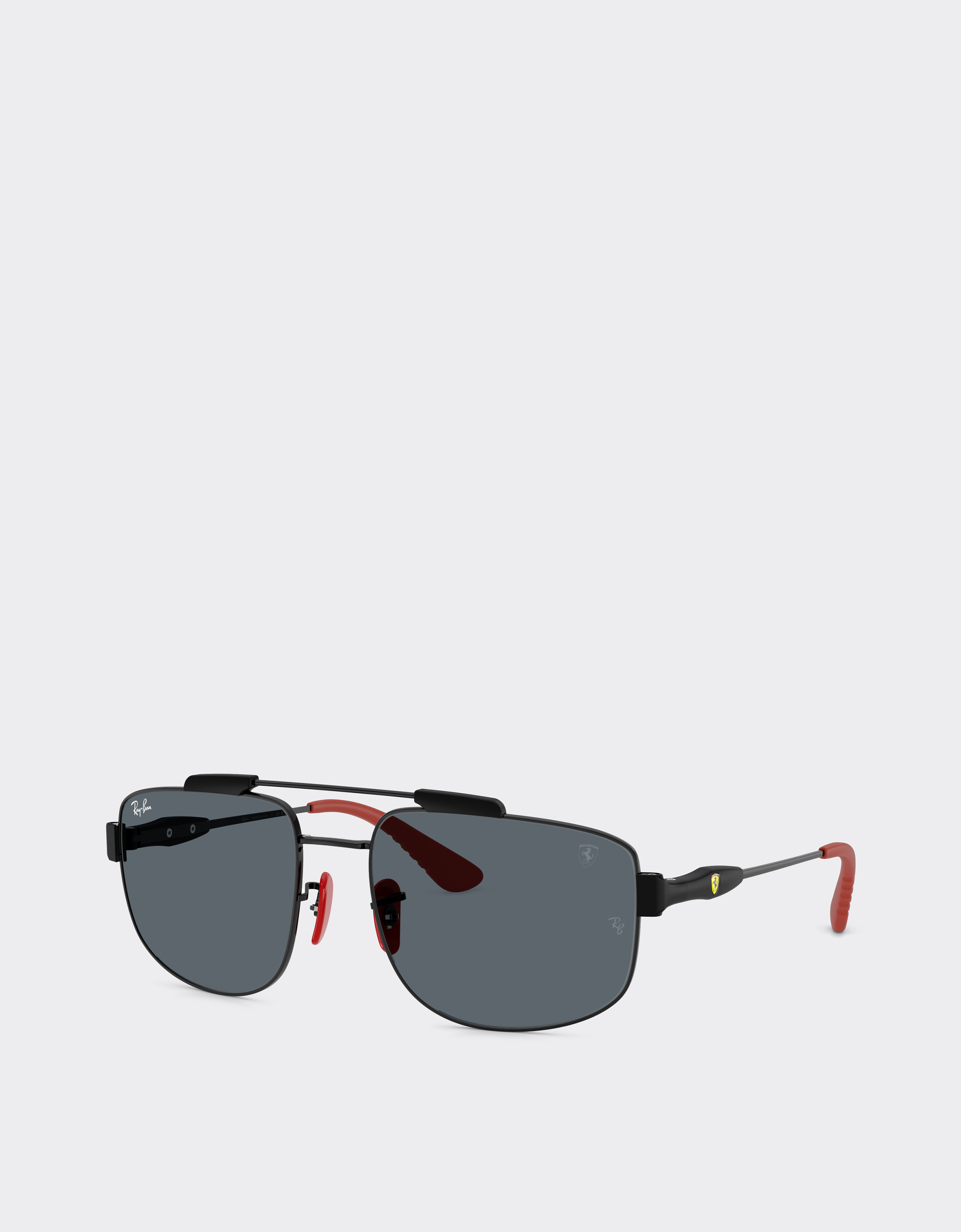 Ferrari Ray-ban For Scuderia  Rb3789m In Black Metal With Blue Lenses