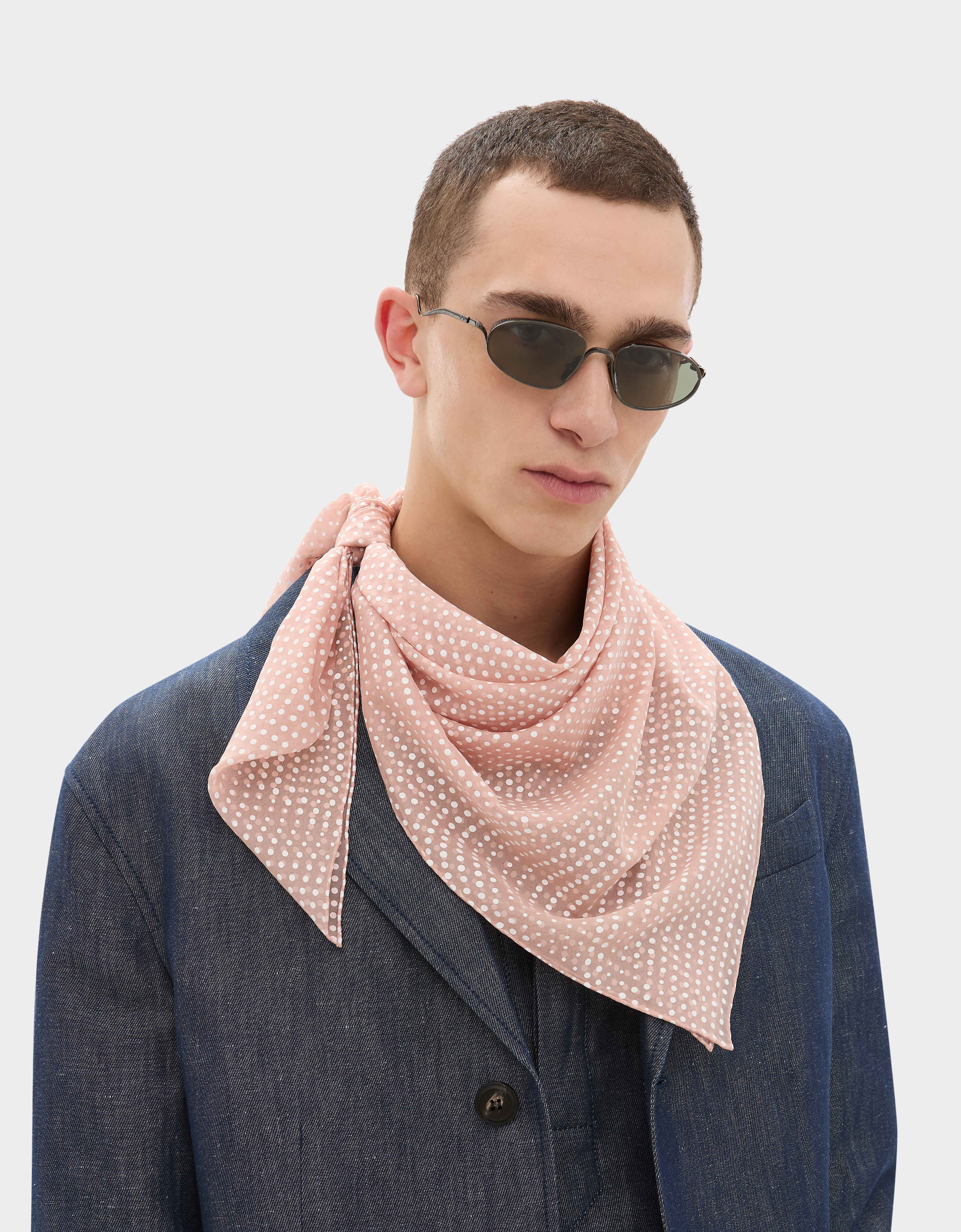 Ferrari Silk Foulard With Cavallino Dots Print In Brown