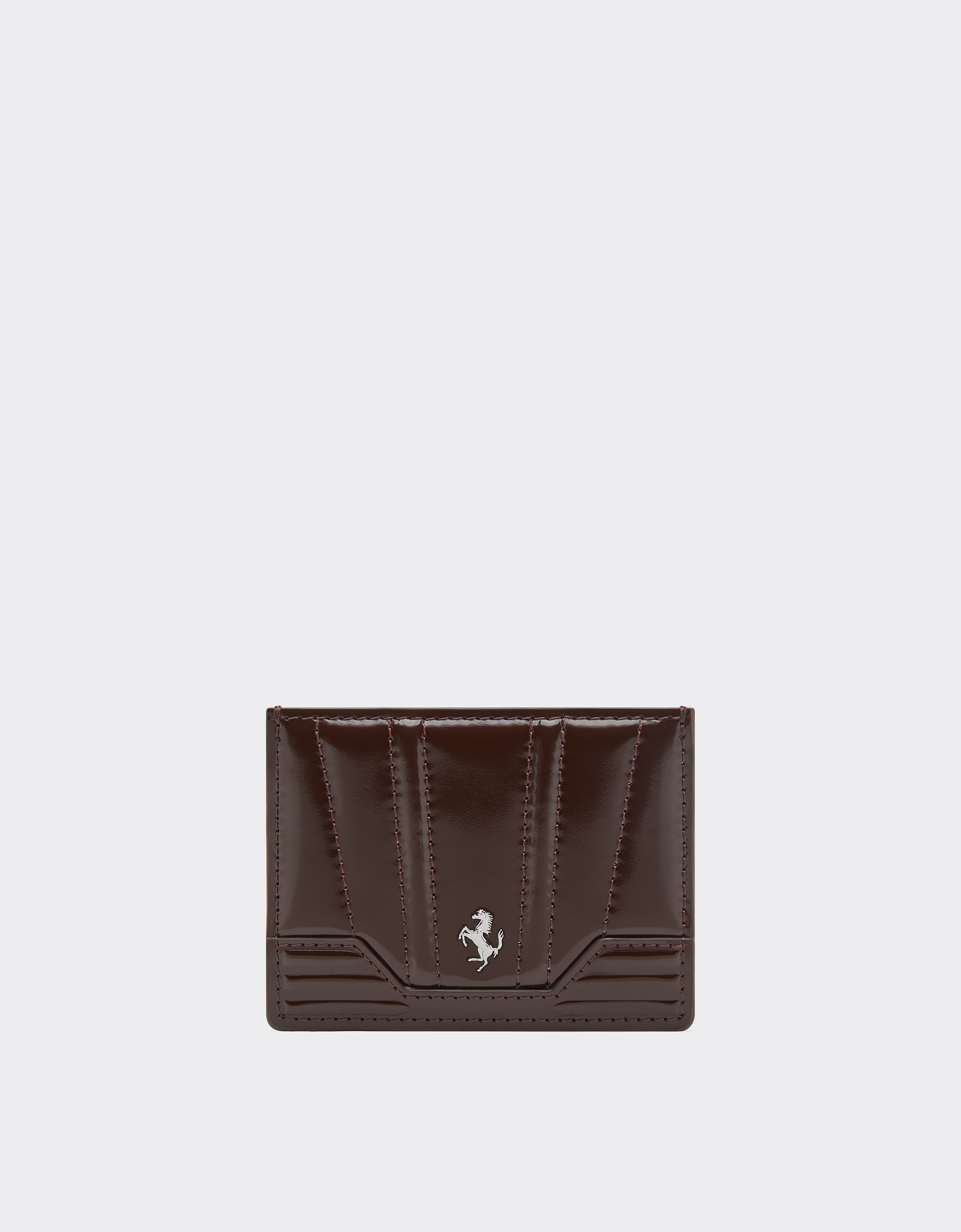 Ferrari Gt Glossy Leather Card Holder In Brown