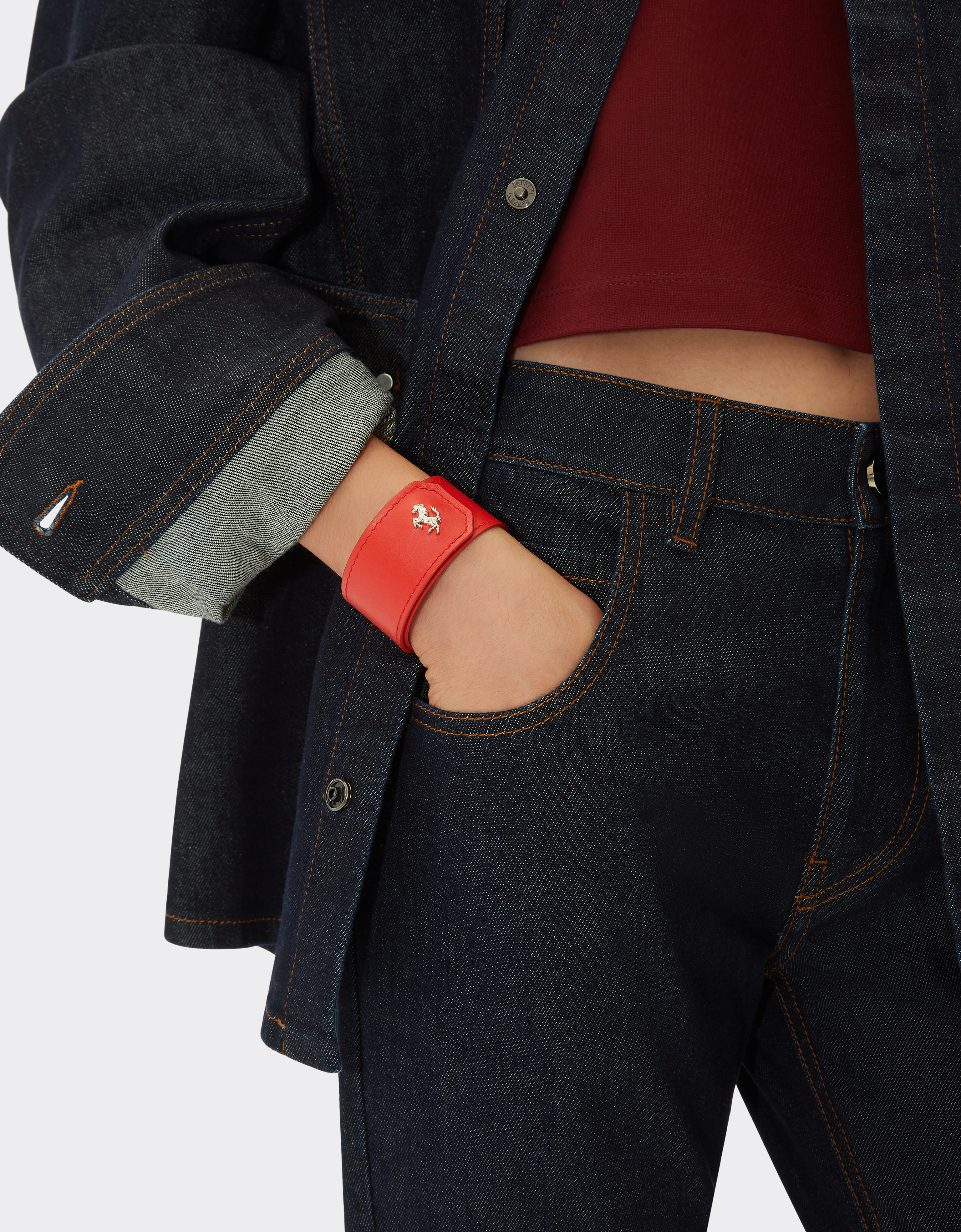  Ferrari Slap-armband Aus Glattleder -  Armbänder Rosso Dino Os 