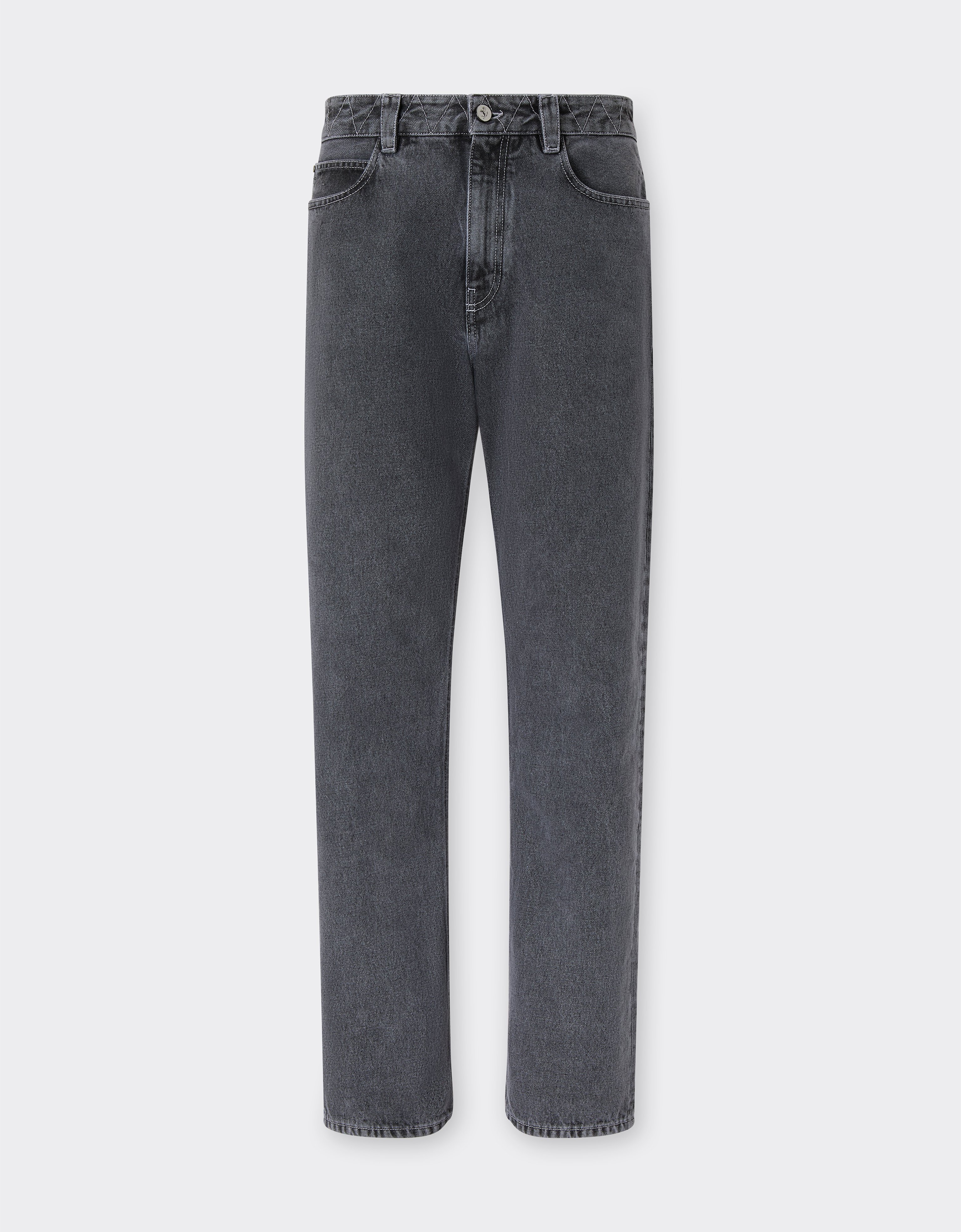 Ferrari Five-pocket Pants In Marbled Denim In Gray
