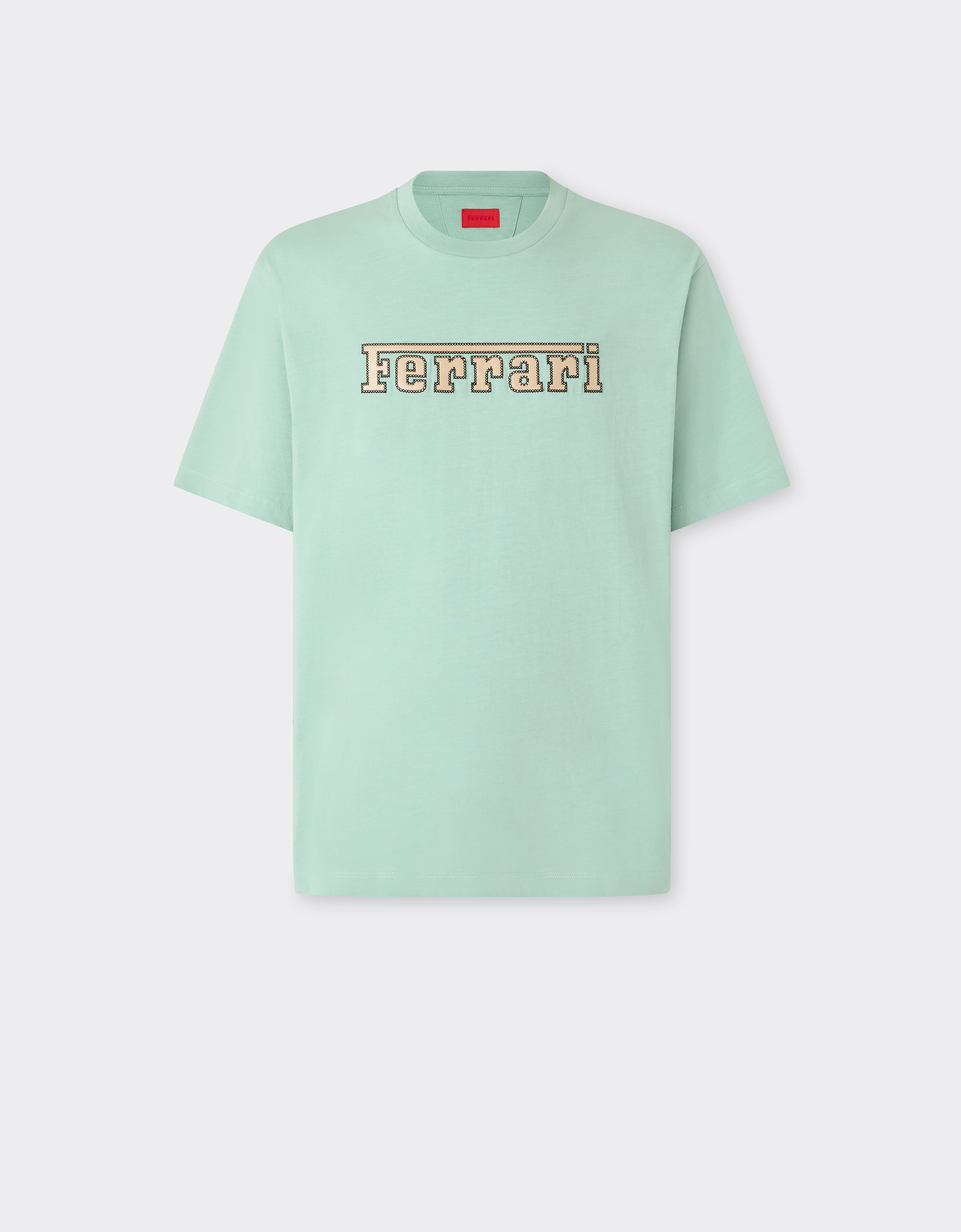 Ferrari Cotton T-shirt With Embroidered  Logo In Green